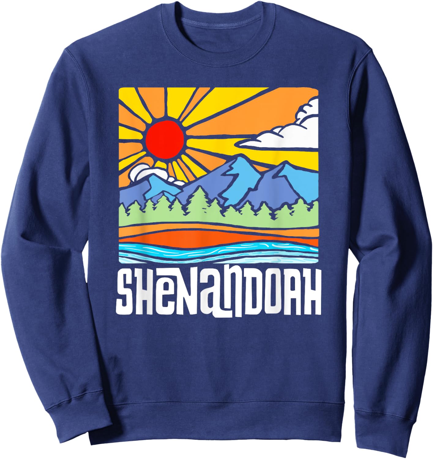 Shenandoah National Park Artistic Nature & Mountains Vintage Sweatshirt - Sweatshirt | Navy