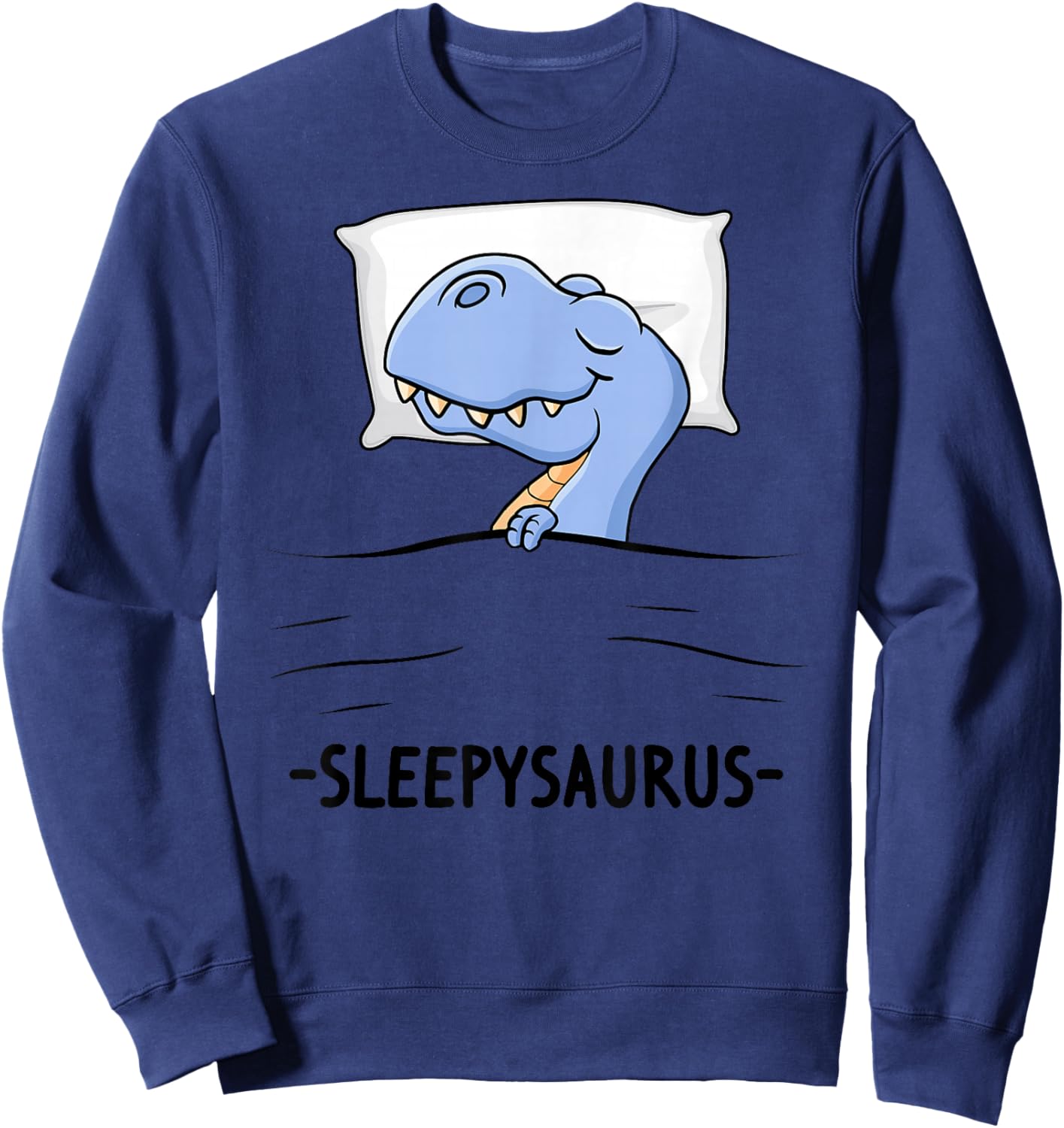 Lustig Dino Schlafoutfit schlafen Damen Pyjama Sleepysaurus Schlafshirt Schlafanzug Nachthemd Dinosaurier , Weiß, Klein, , Cartoon, Herbst, Winter Sweatshirt - Sweatshirt | Navy