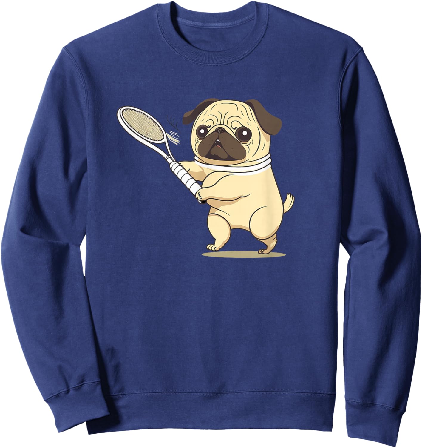 Pug Dog Playing Tennis Sweatshirt - Sweatshirt | Navy