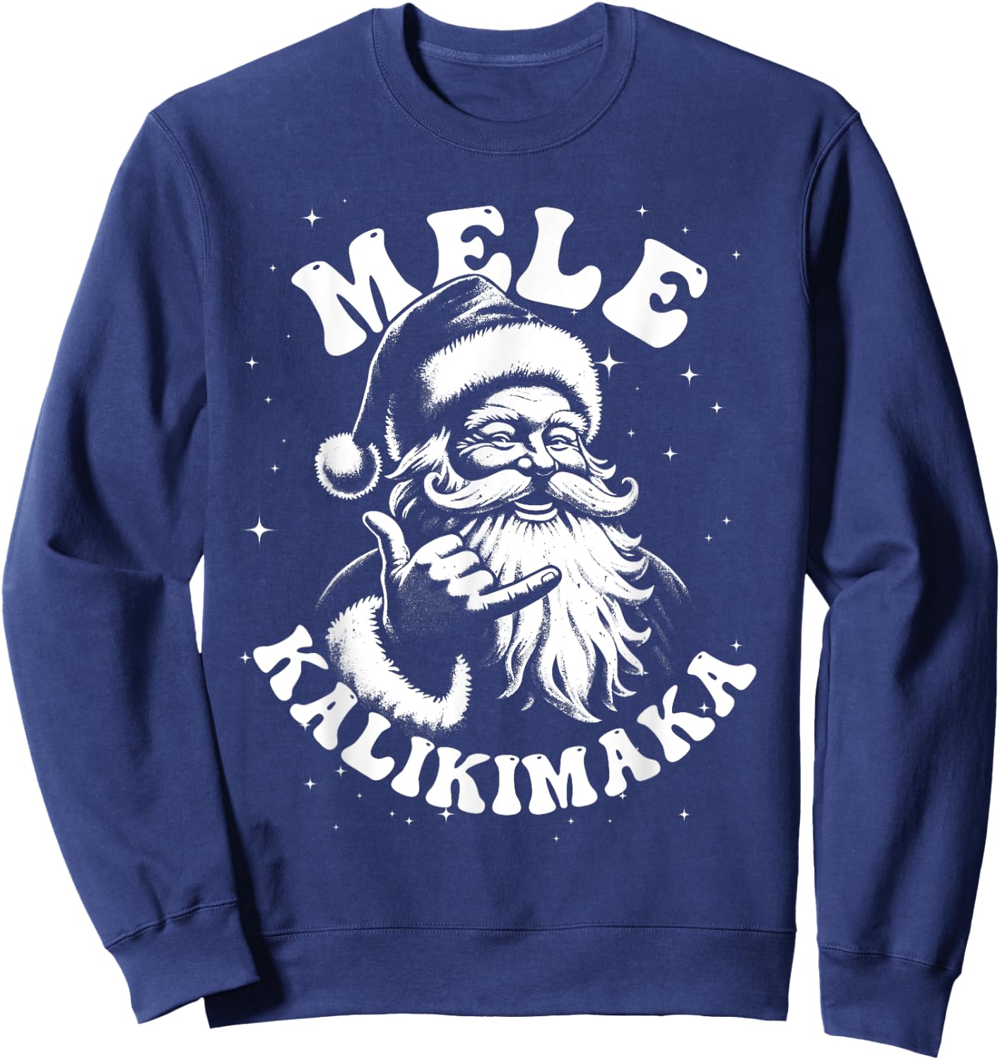 Retro Christmas Surf, Mele Kalikimaka Santa Shaka Hawaii Sweatshirt - Sweatshirt | Navy