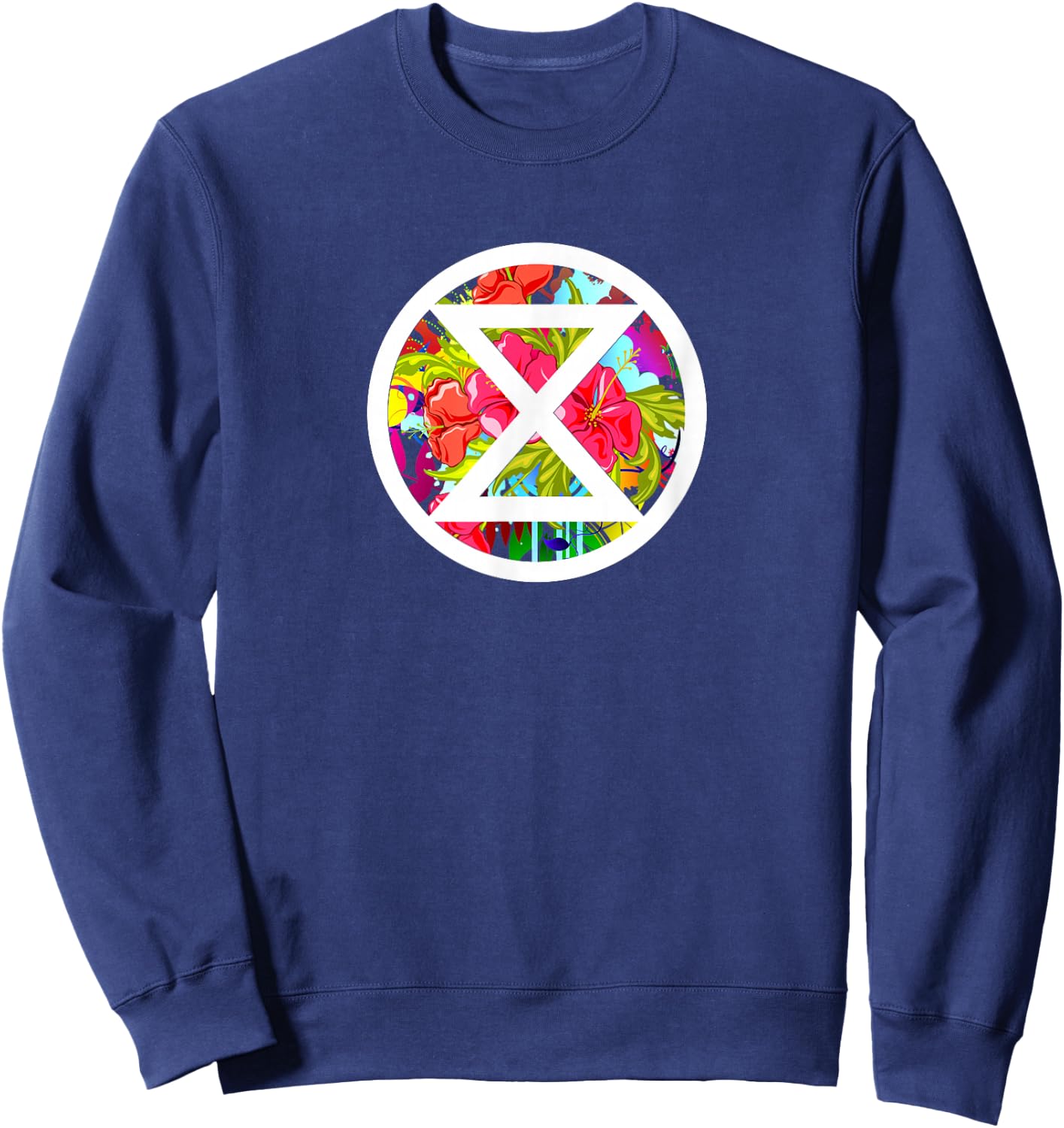 Extinction Rebellion Climate Change Flower Peace Sweatshirt - Sweatshirt | Navy