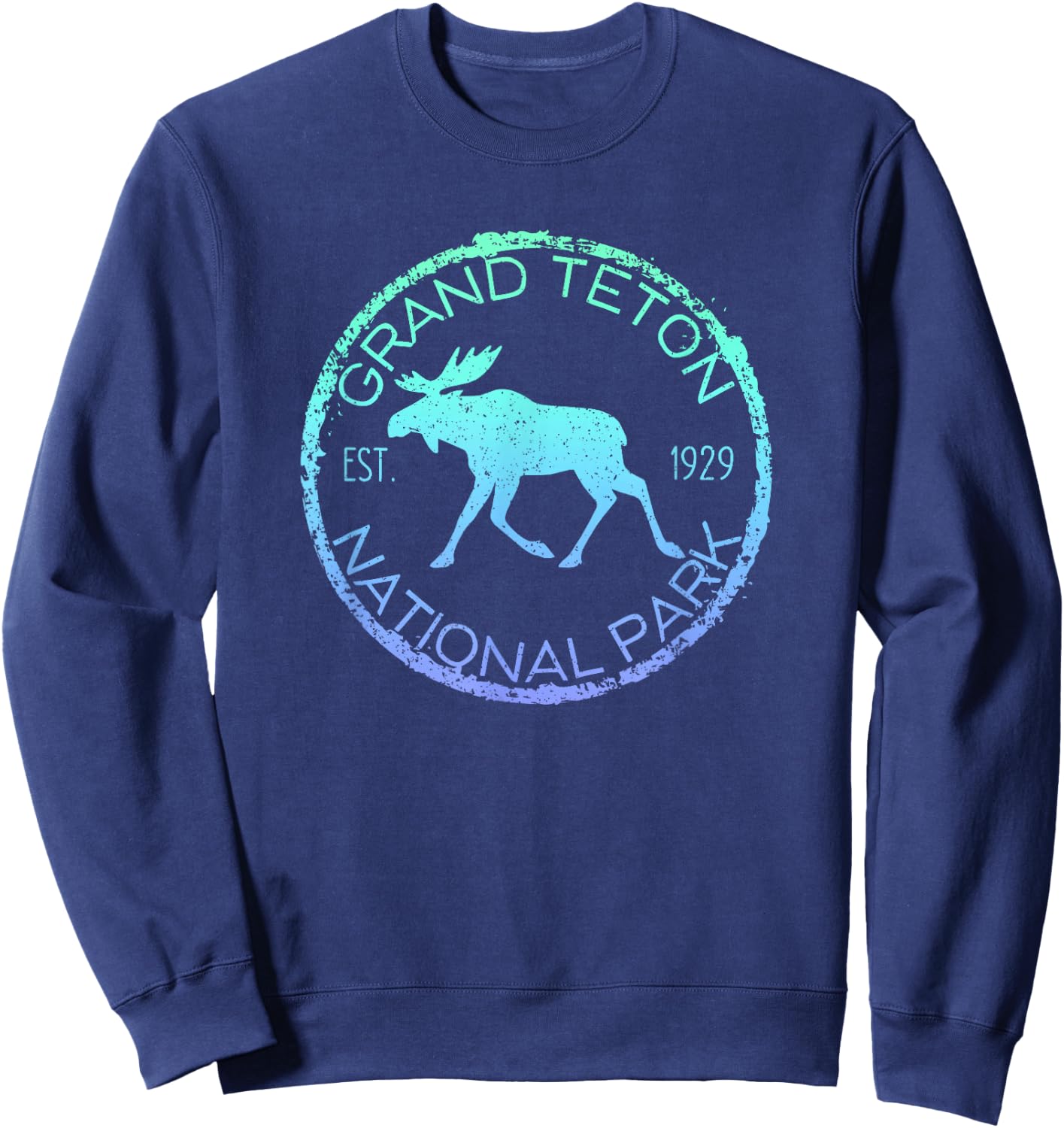 Grand Teton National Park Weathered Elk Design Souvenir Sweatshirt - Sweatshirt | Navy