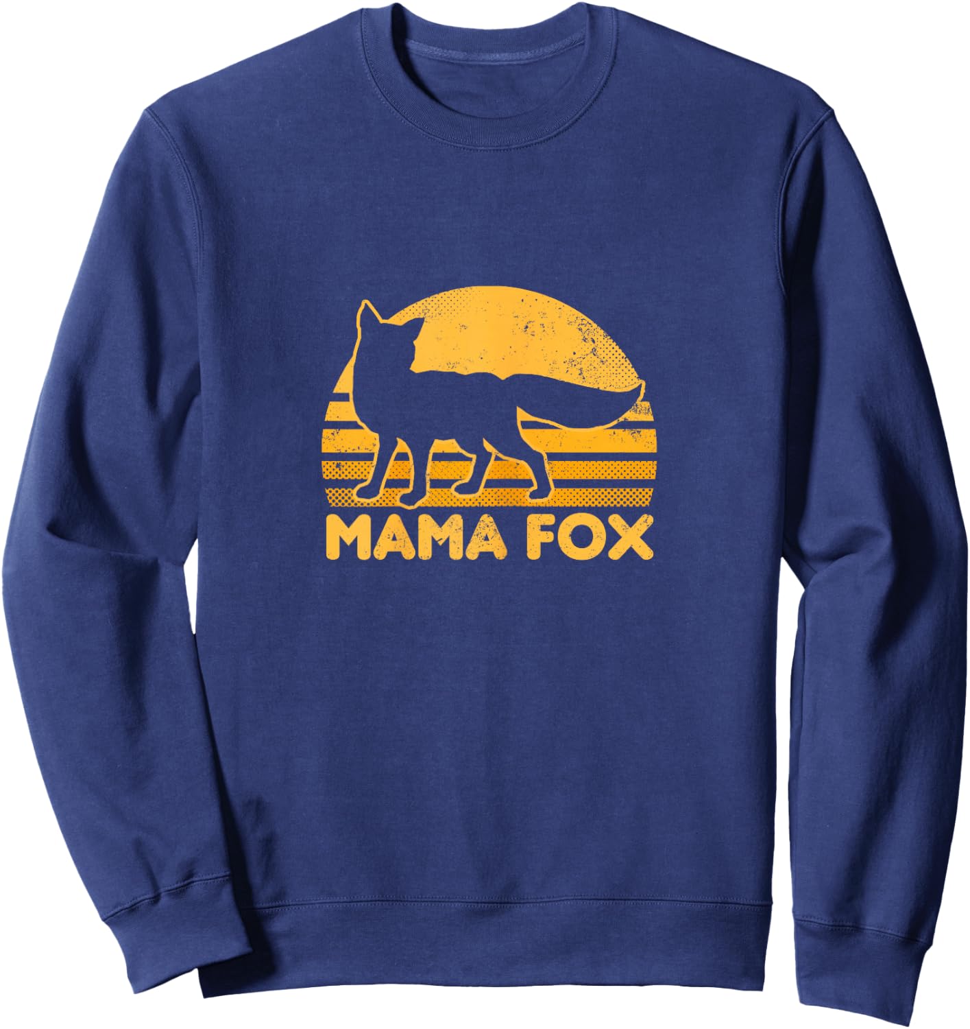 Fox Mama Shirt | Vintage Retro Sunset Gift Sweatshirt - Sweatshirt | Navy