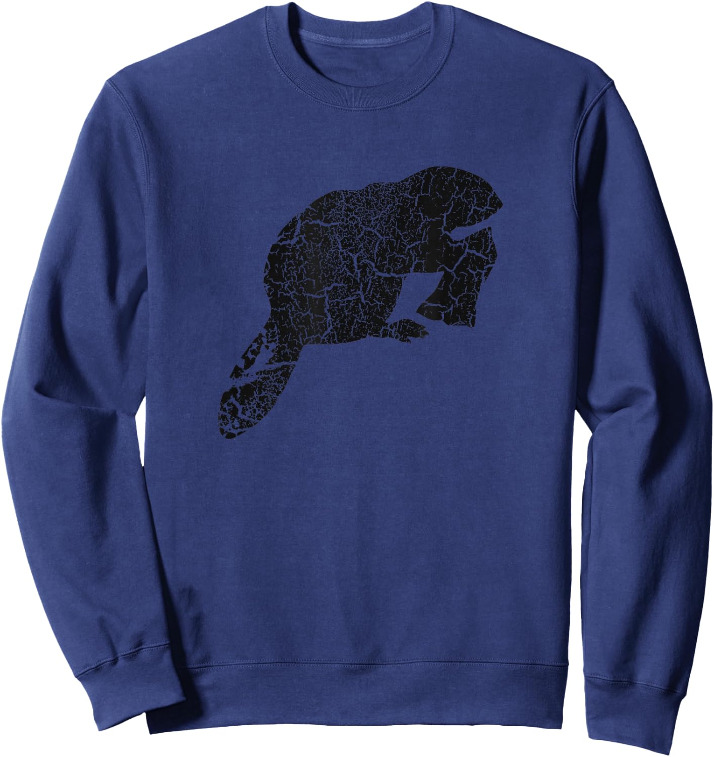 Beaver Distressed Print - Vintage Beaver Sweatshirt - Sweatshirt | Navy