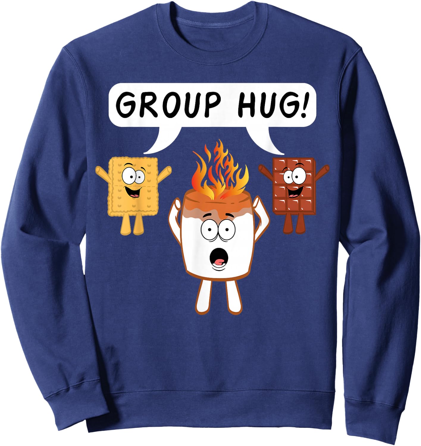 Group Hug S'mores Camping Bonefire Chocolate Marshmallow Sweatshirt - Sweatshirt | Navy