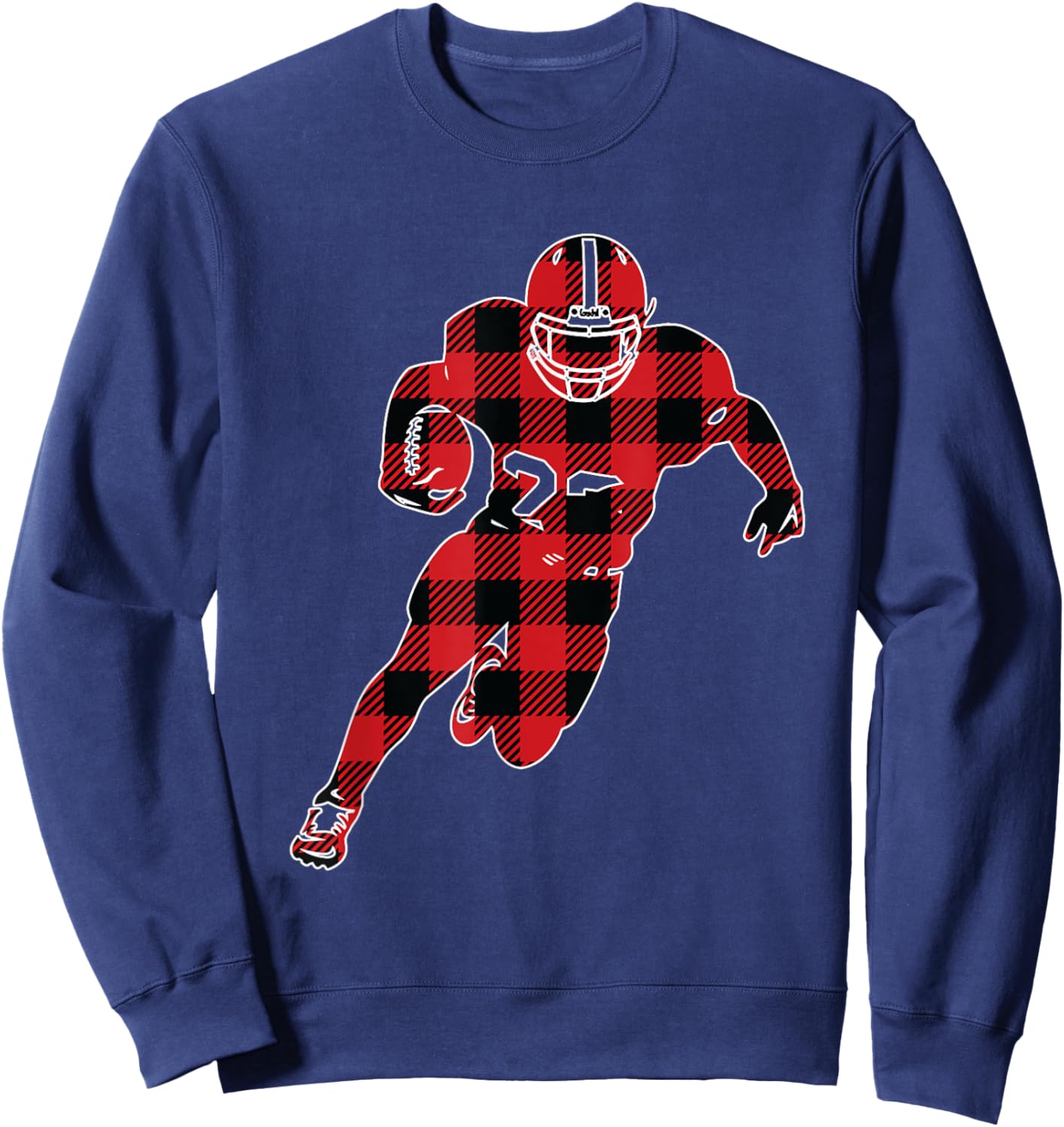 Red And Black Buffalo Plaid American Football Christmas Sweatshirt - Sweatshirt | Navy