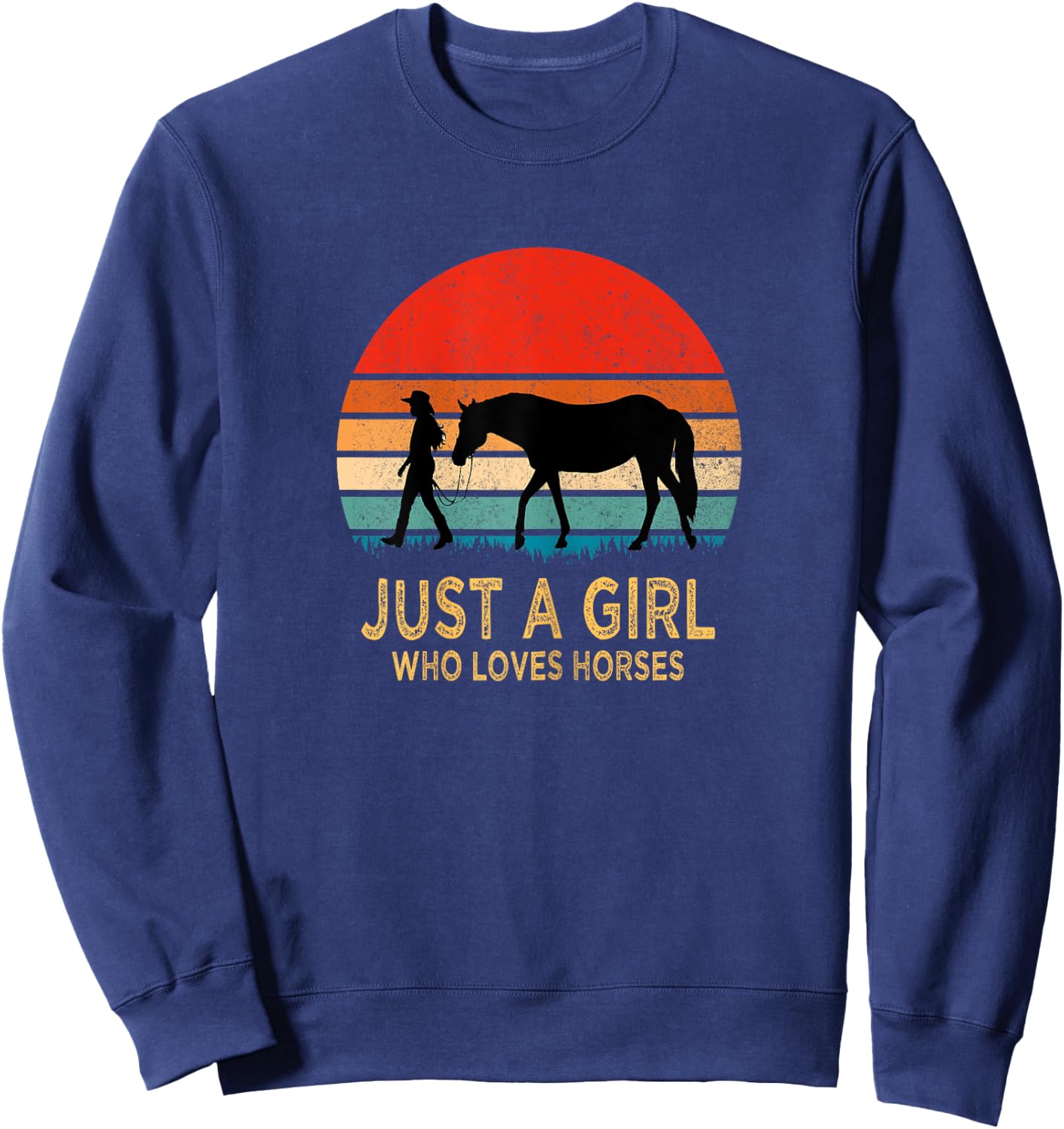 Just a Girl Who Loves Horses Gift Sweatshirt - Sweatshirt | Navy