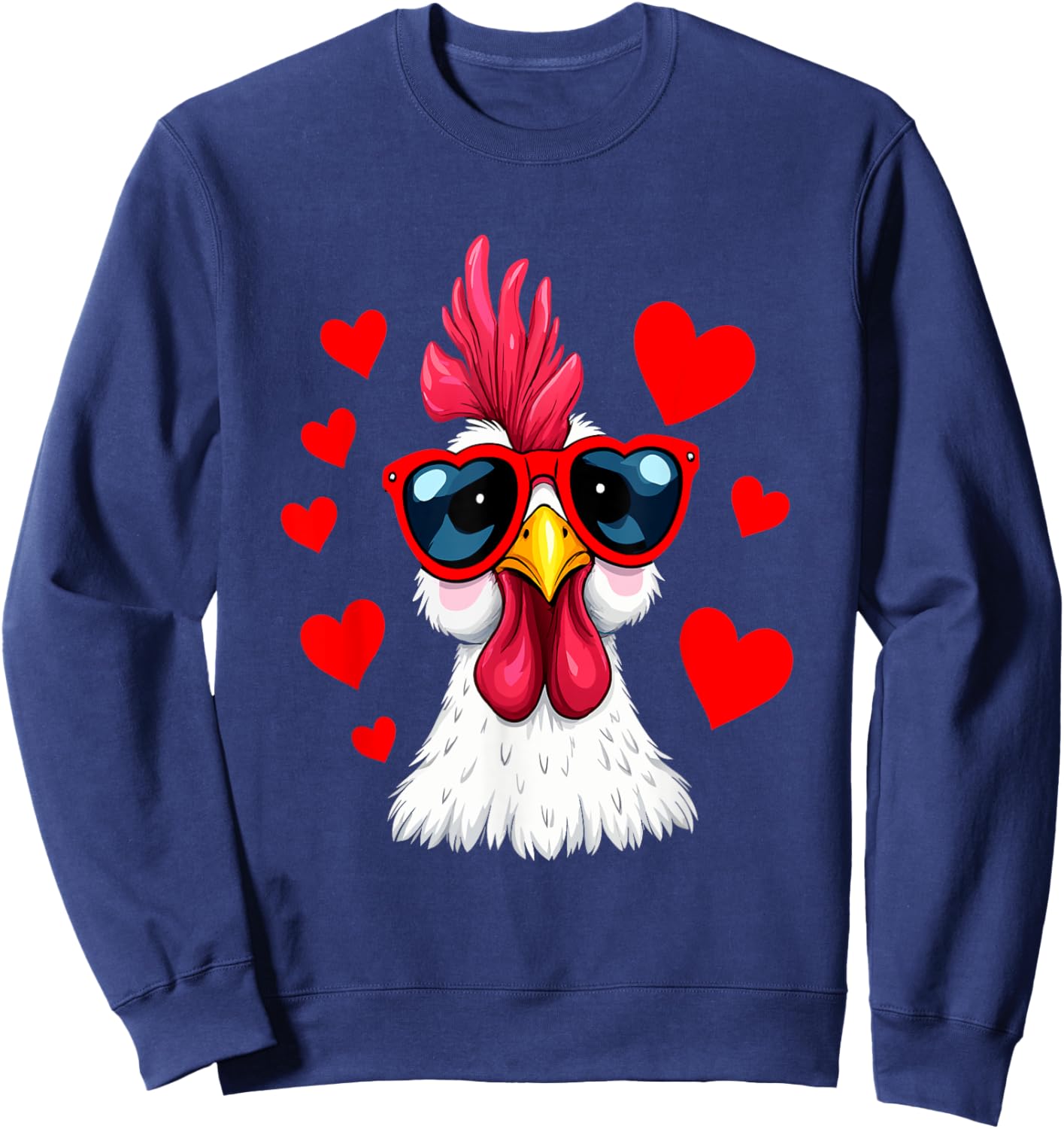 Funny Chicken Valentines Day Heart Chicken Couple Sweatshirt - Sweatshirt | Navy