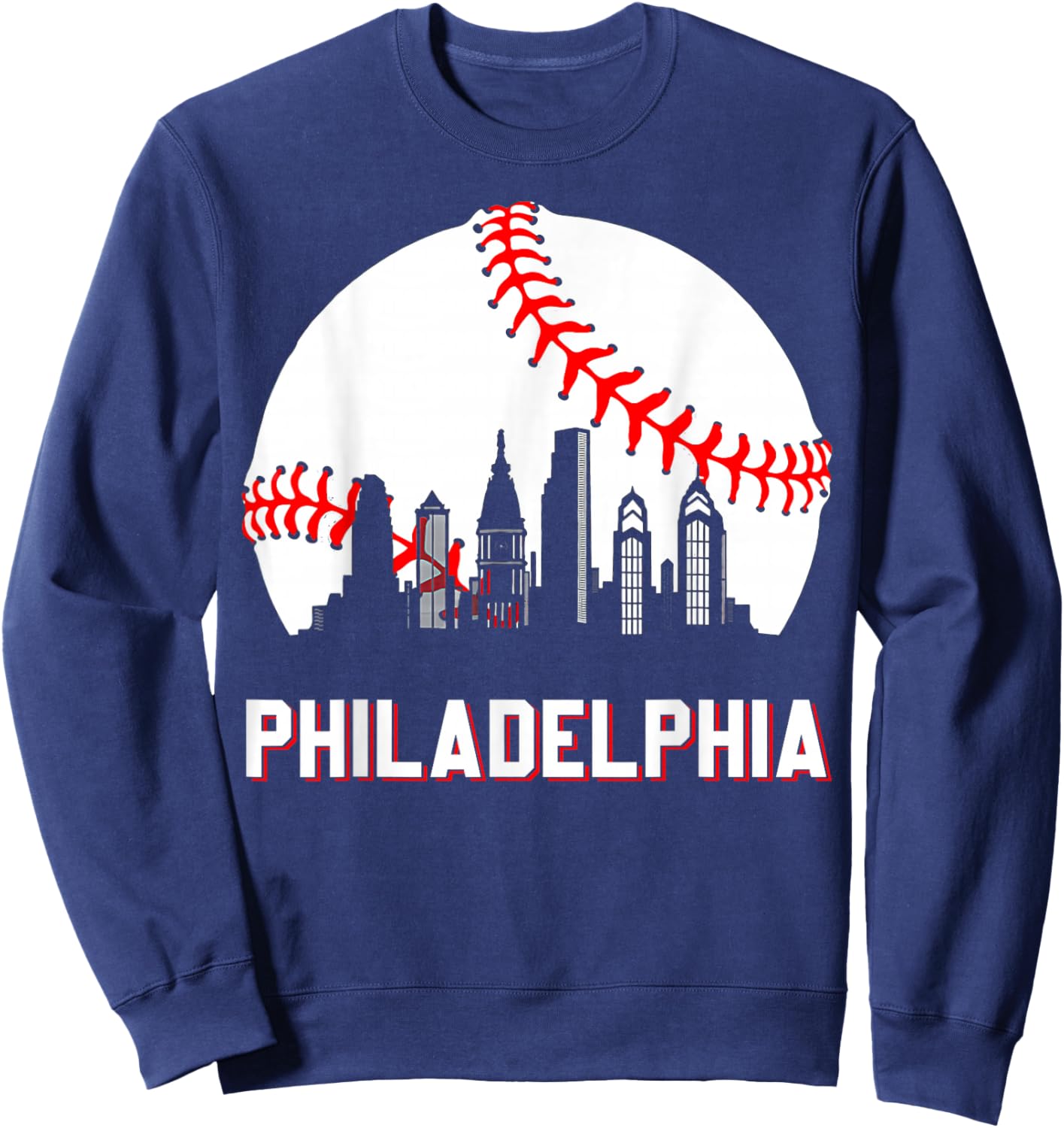 Vintage Distressed Philly Baseball Lovers Sweatshirt - Sweatshirt | Navy