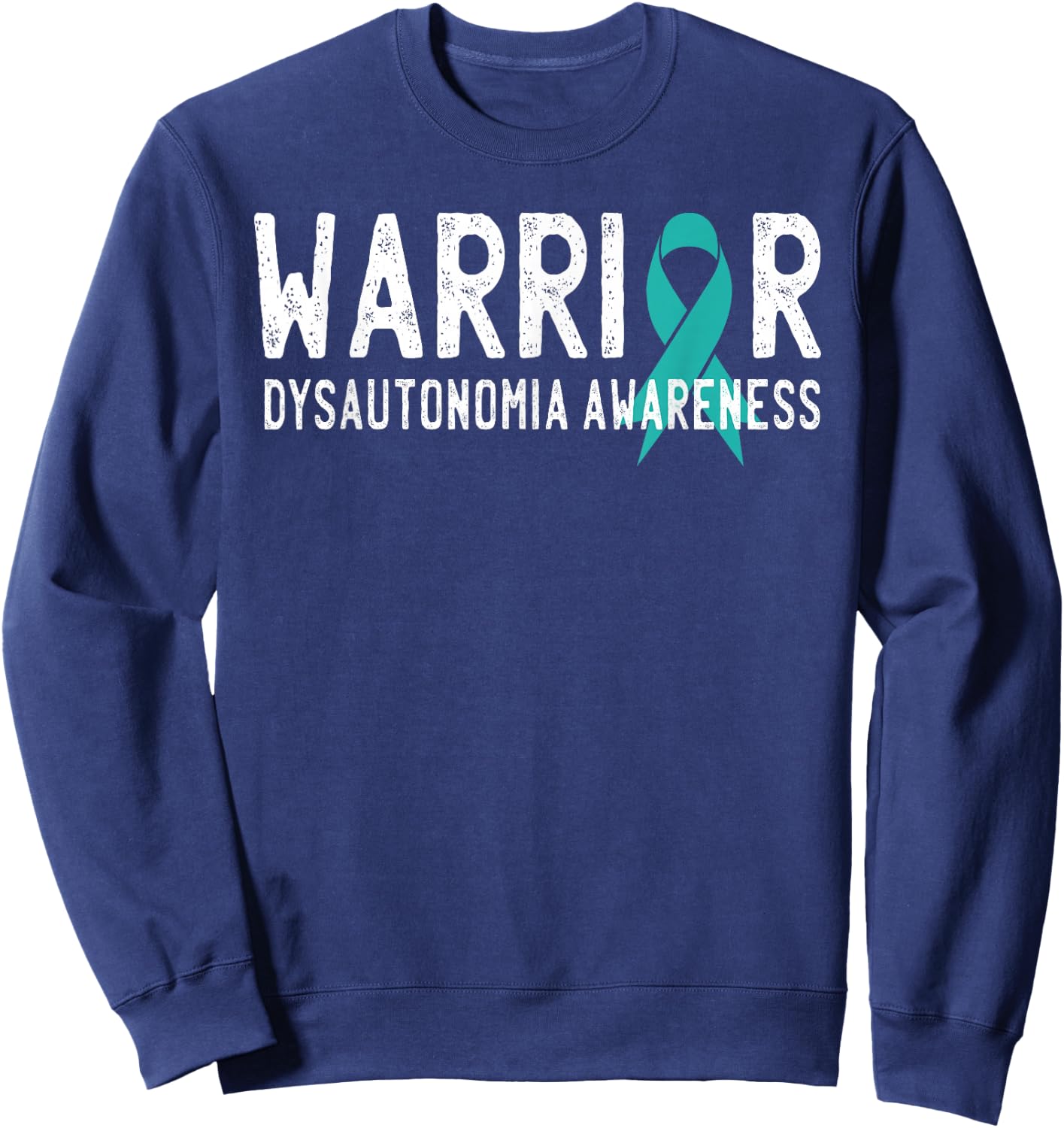 Warrior Dysautonomia Awareness Turquoise Ribbon Fighter Sweatshirt - Sweatshirt | Navy