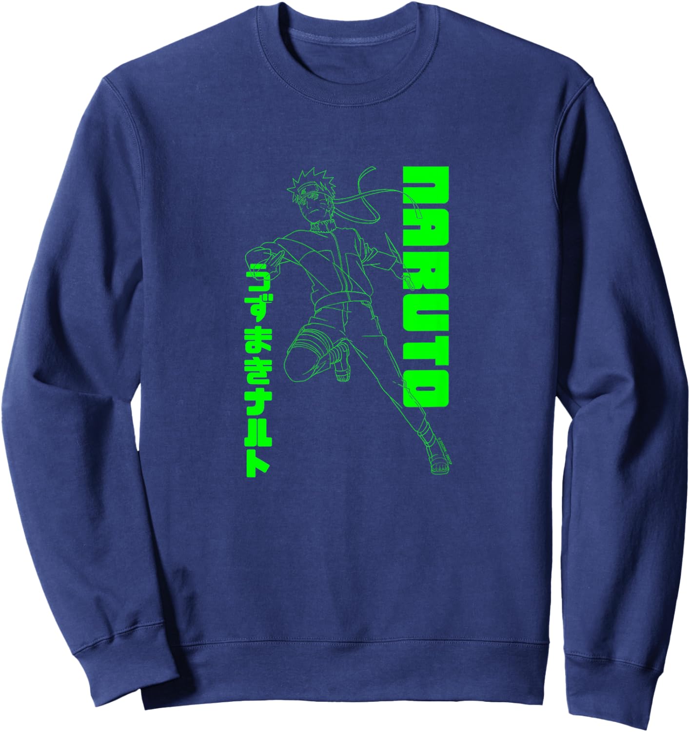Naruto Shippuden Naruto Neon Green Outline Anime Sweatshirt - Sweatshirt | Navy
