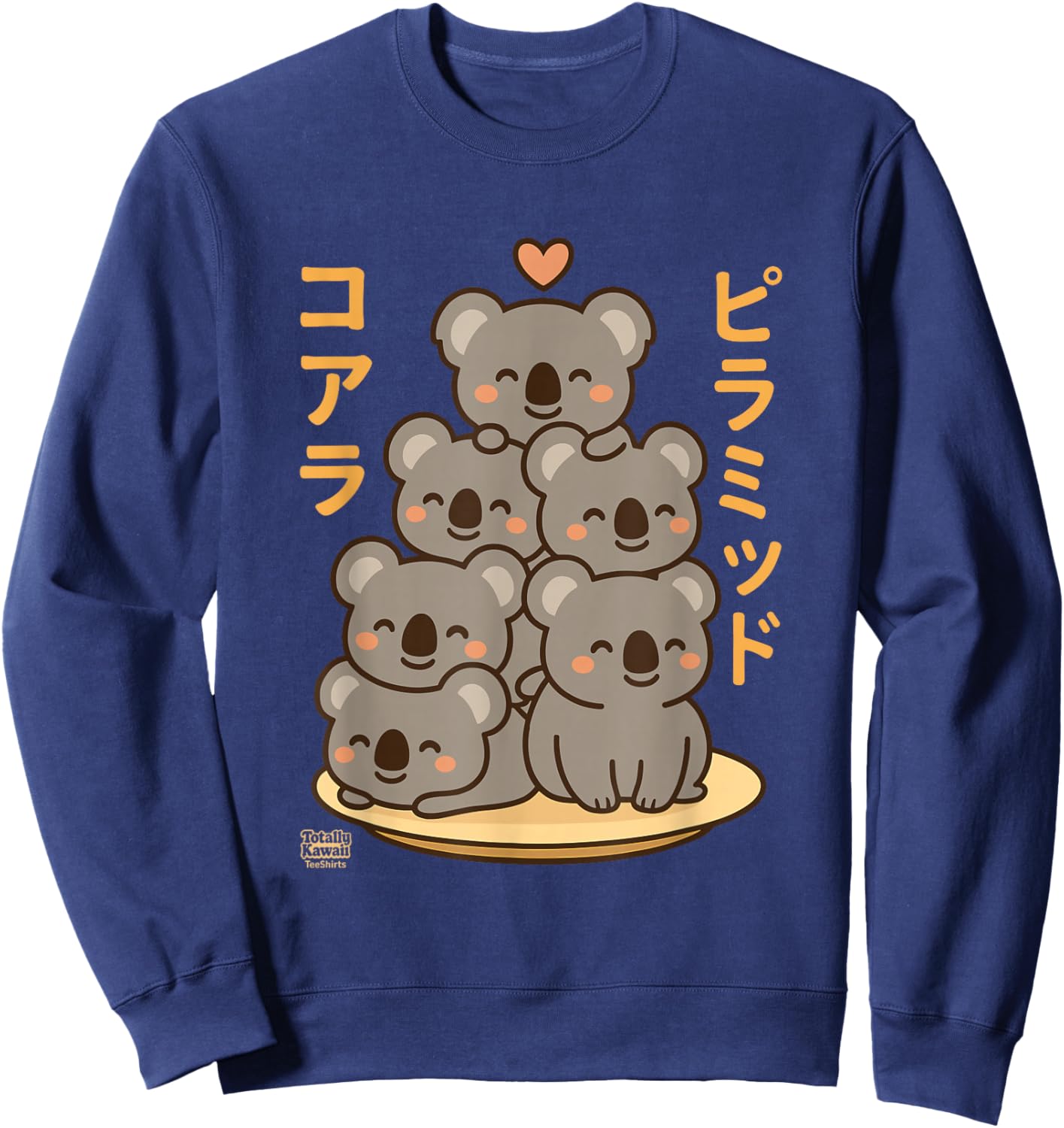 Kawaii Koala Pyramid Anime Japanese Letters Cute Sweatshirt - Sweatshirt | Navy