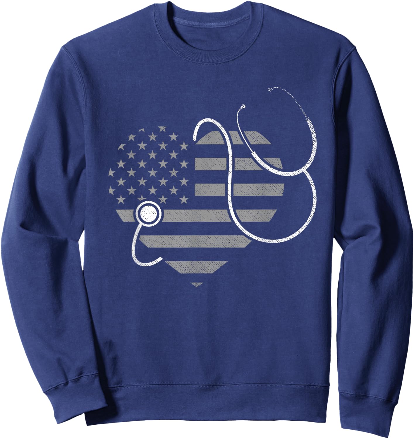 US Flag Stethoscope Patriotic Nursing Medicine Heart Nurse Sweatshirt - Sweatshirt | Navy