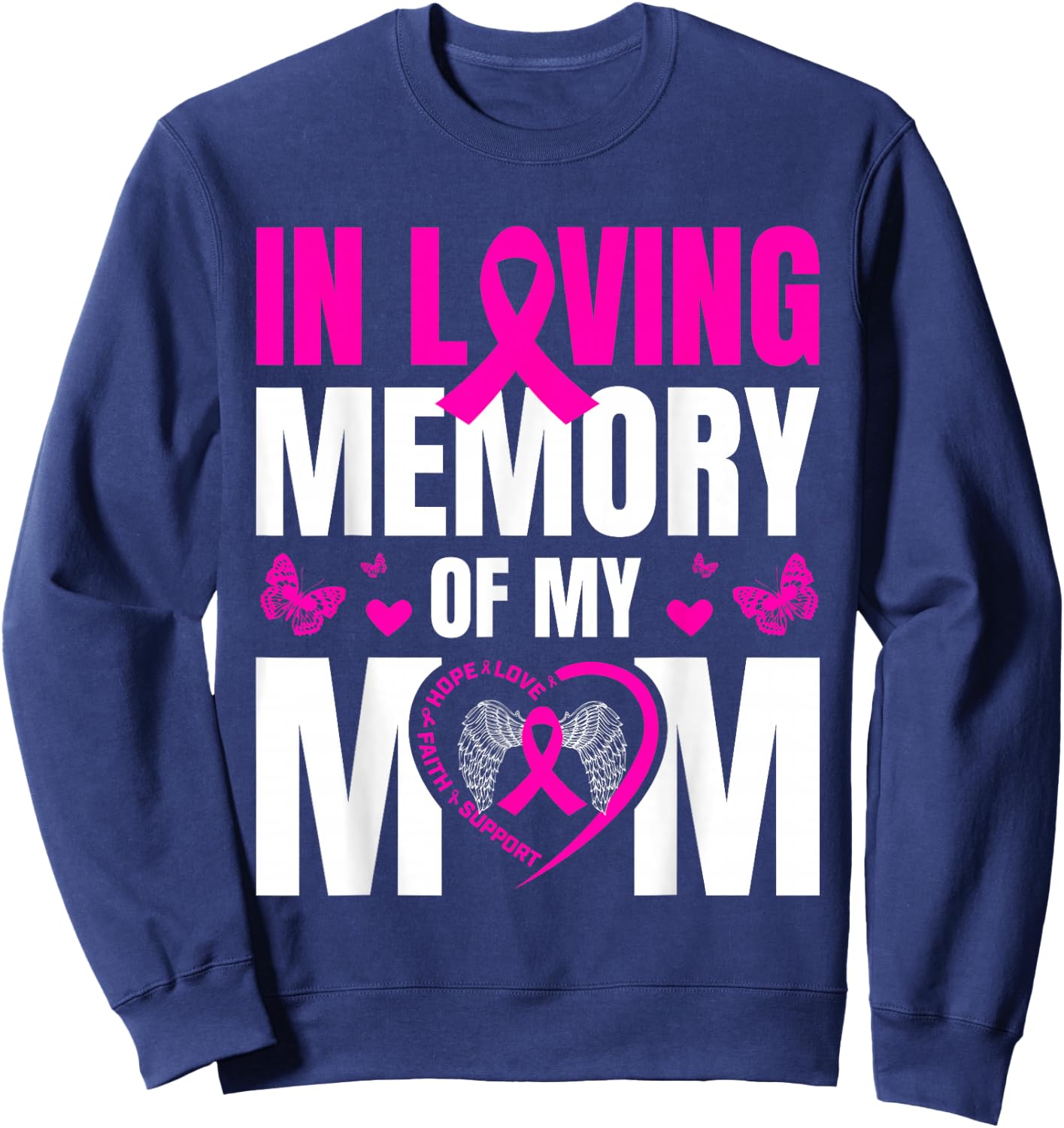 Cute Pink Gifts In Memory Of My Mom Breast Cancer Awareness Sweatshirt - Sweatshirt | Navy