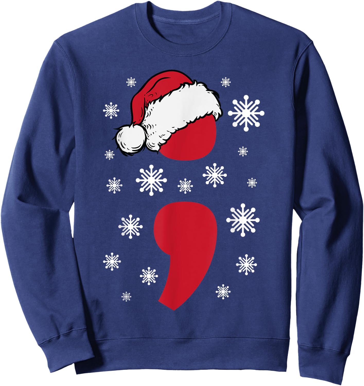 Christmas Mental Health Anxiety Depression Project Semicolon Sweatshirt - Sweatshirt | Navy