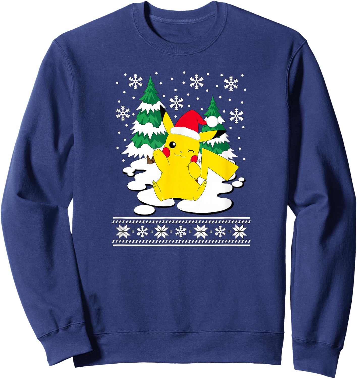 Pokémon - Pikachu Christmas Snowy Pattern Sweatshirt - Sweatshirt | Navy