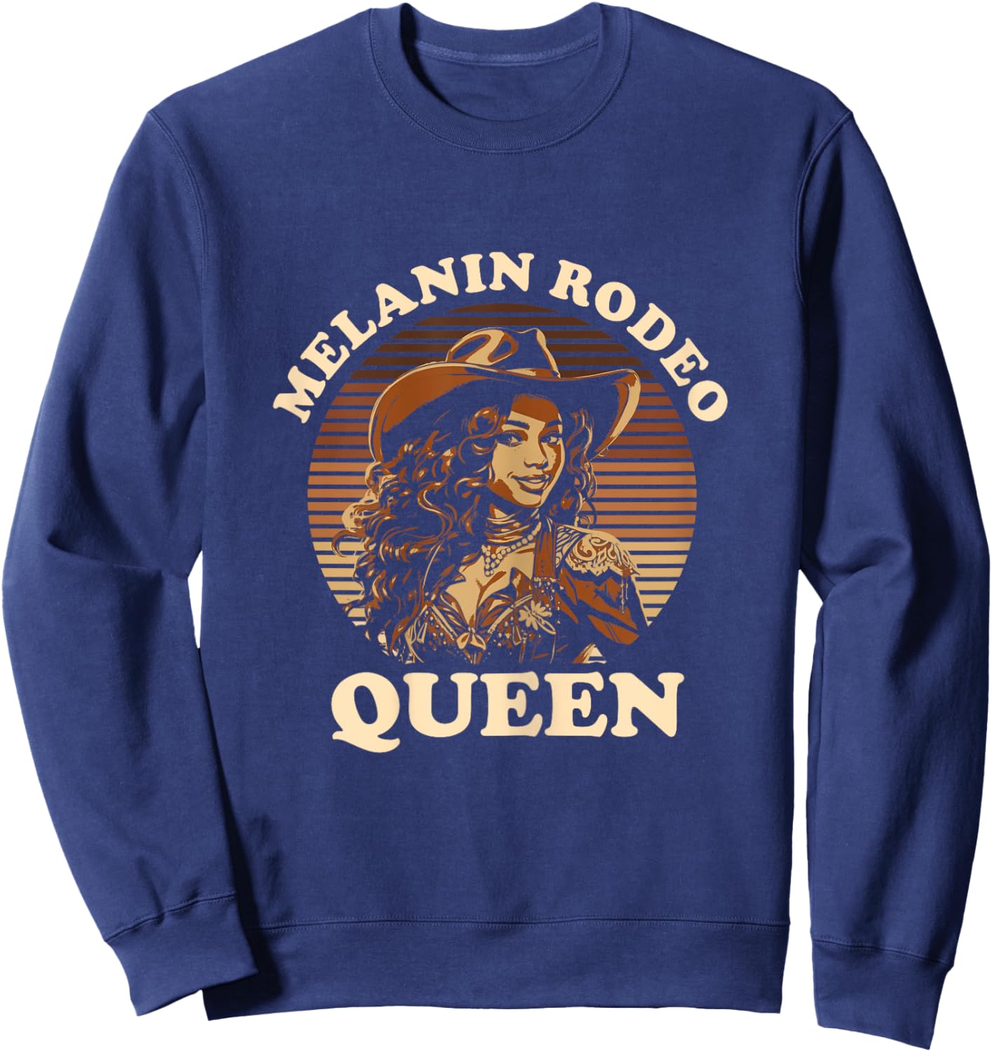 Melanin Rodeo Queen Bronc Riding African American Sweatshirt - Sweatshirt | Navy