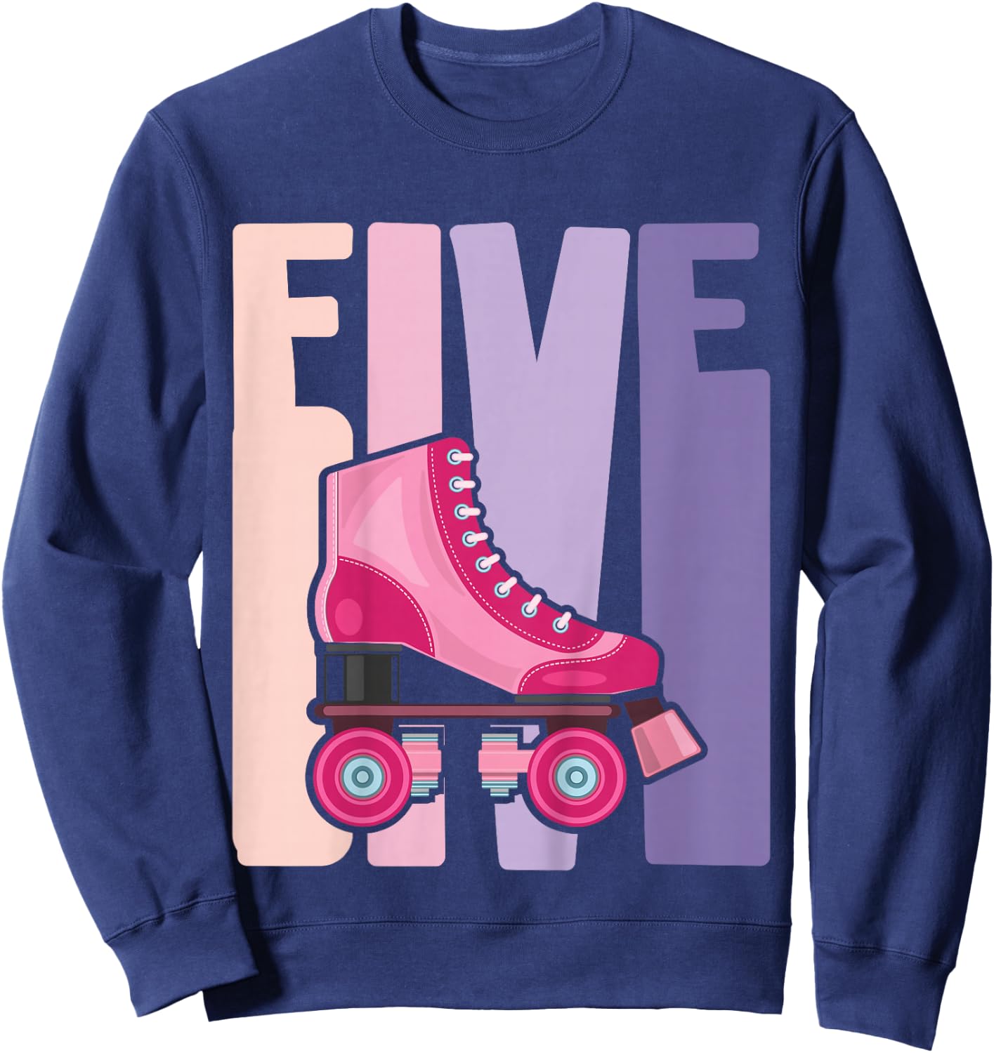 5 Year Old Cute Roller Skating Birthday Girl 5th B-day Sweatshirt - Sweatshirt | Navy