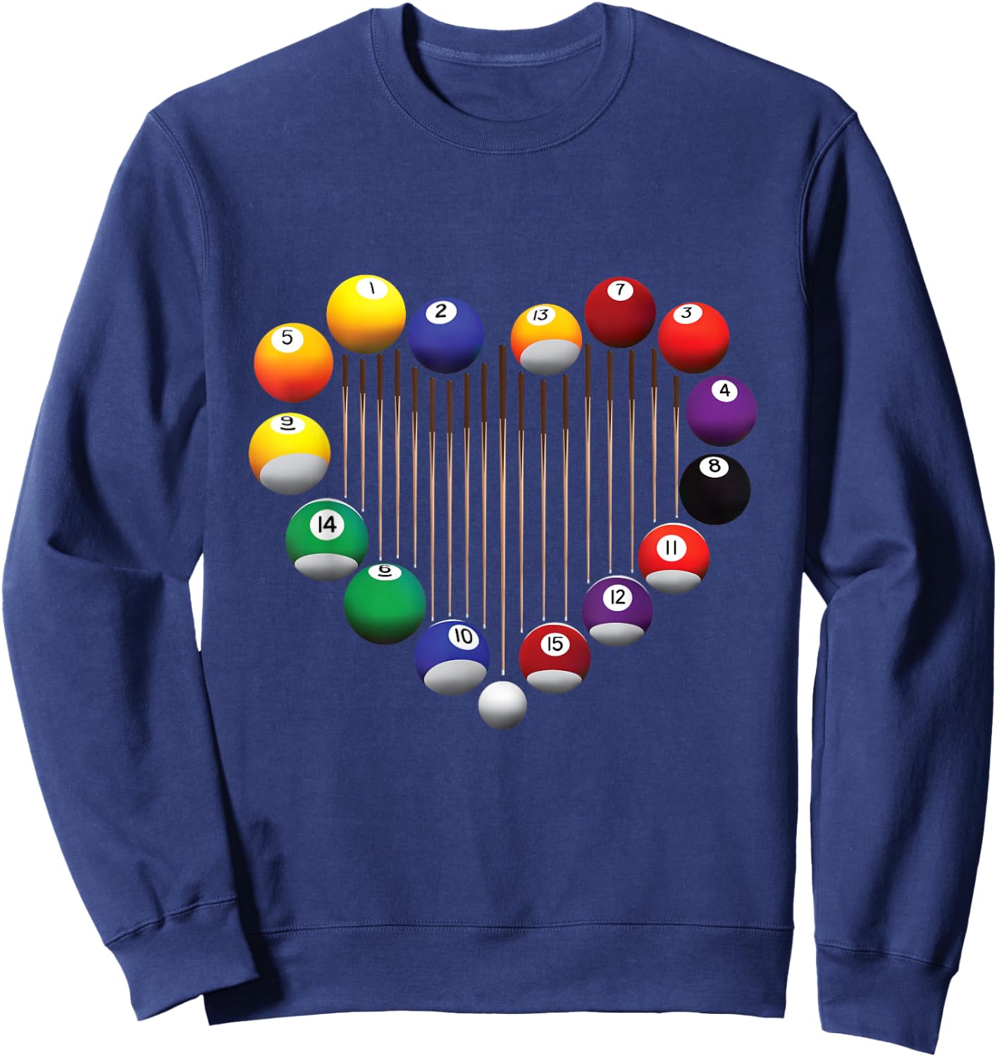 Billiard Pool Billiard Ball Billiard Player Lover Heart Men Small Sweatshirt - Sweatshirt | Navy