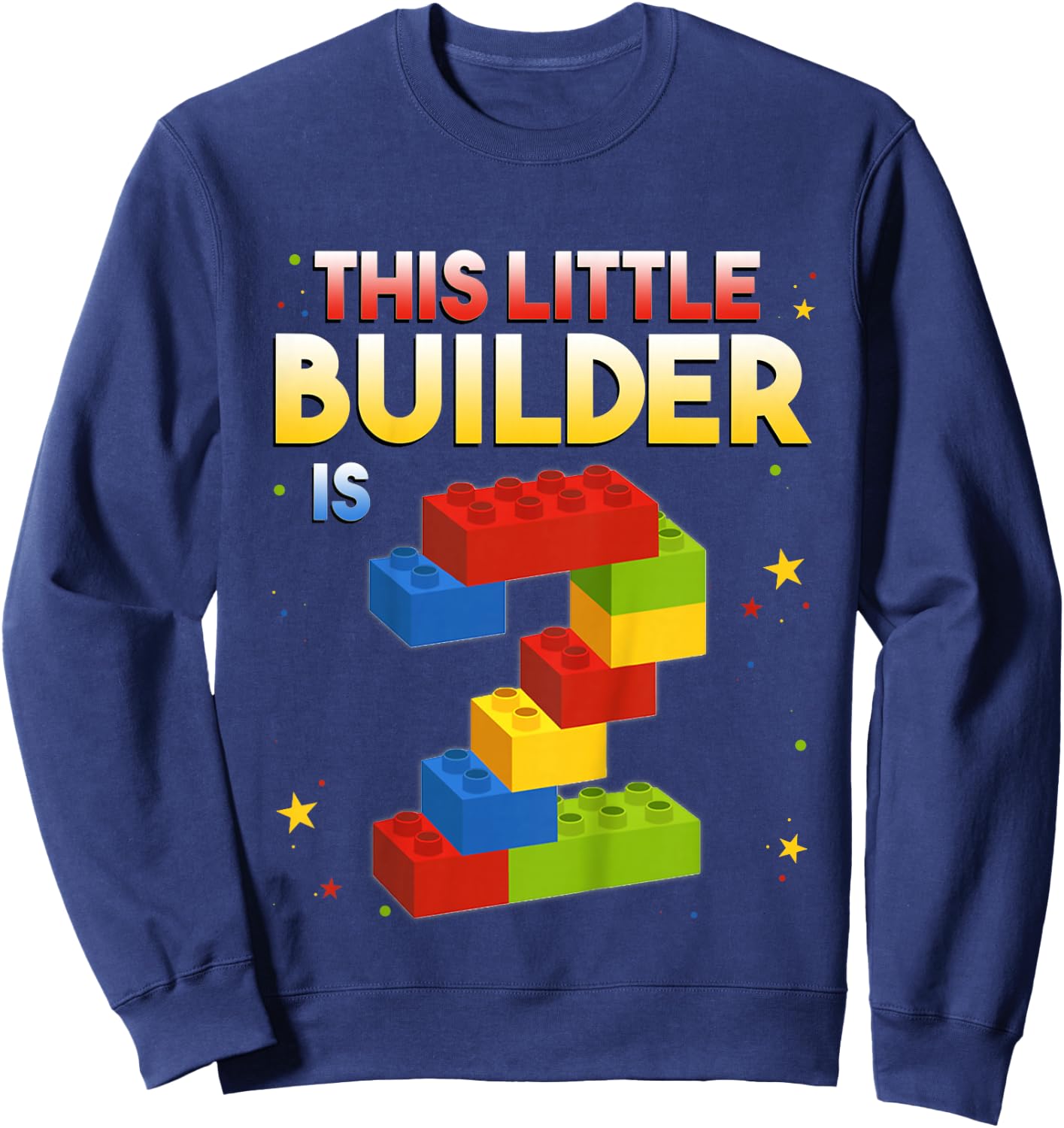 2 Years Old Builder Boy Girl Gift Building Blocks Birthday Sweatshirt - Sweatshirt | Navy