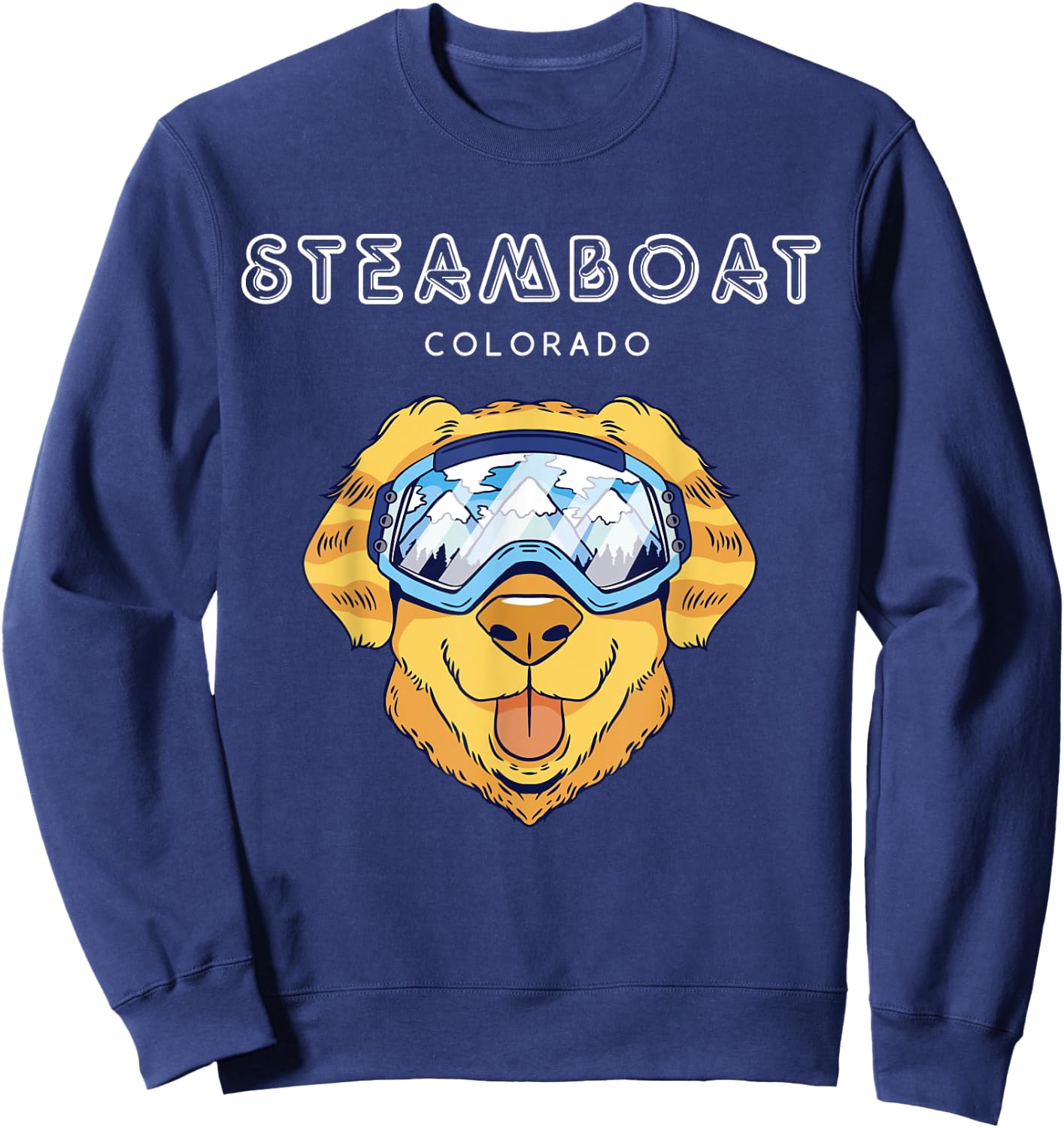Steamboat Colorado - Funny Dog Ski Googles Sweatshirt - Sweatshirt | Navy