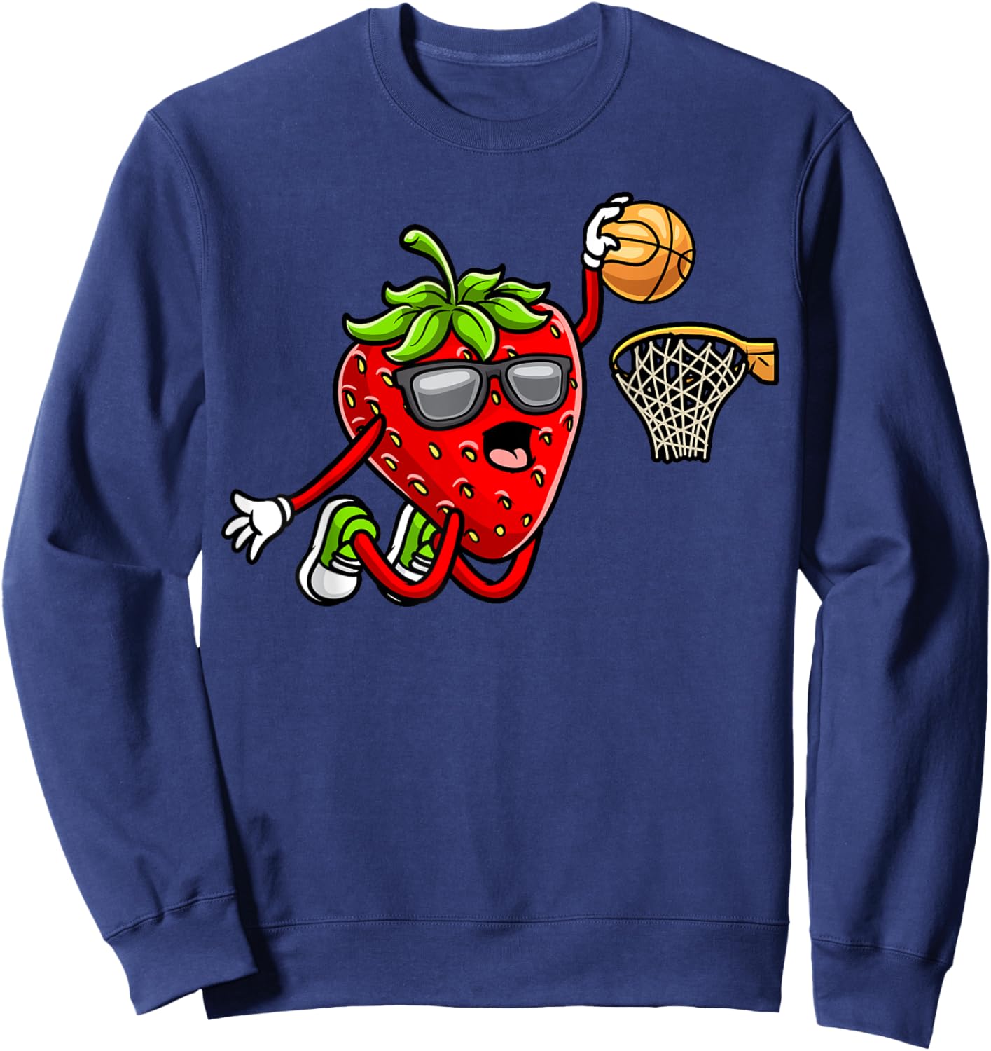 Strawberry Playing Basketball Fruit Lover Basketball Player Sweatshirt - Sweatshirt | Navy