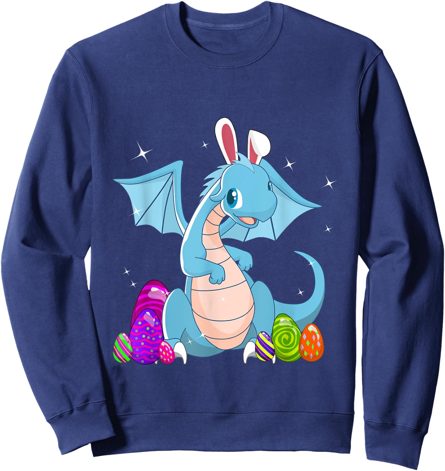 Easter Dragon Holiday Bunny Ears and colored eggs Sweatshirt - Sweatshirt | Navy