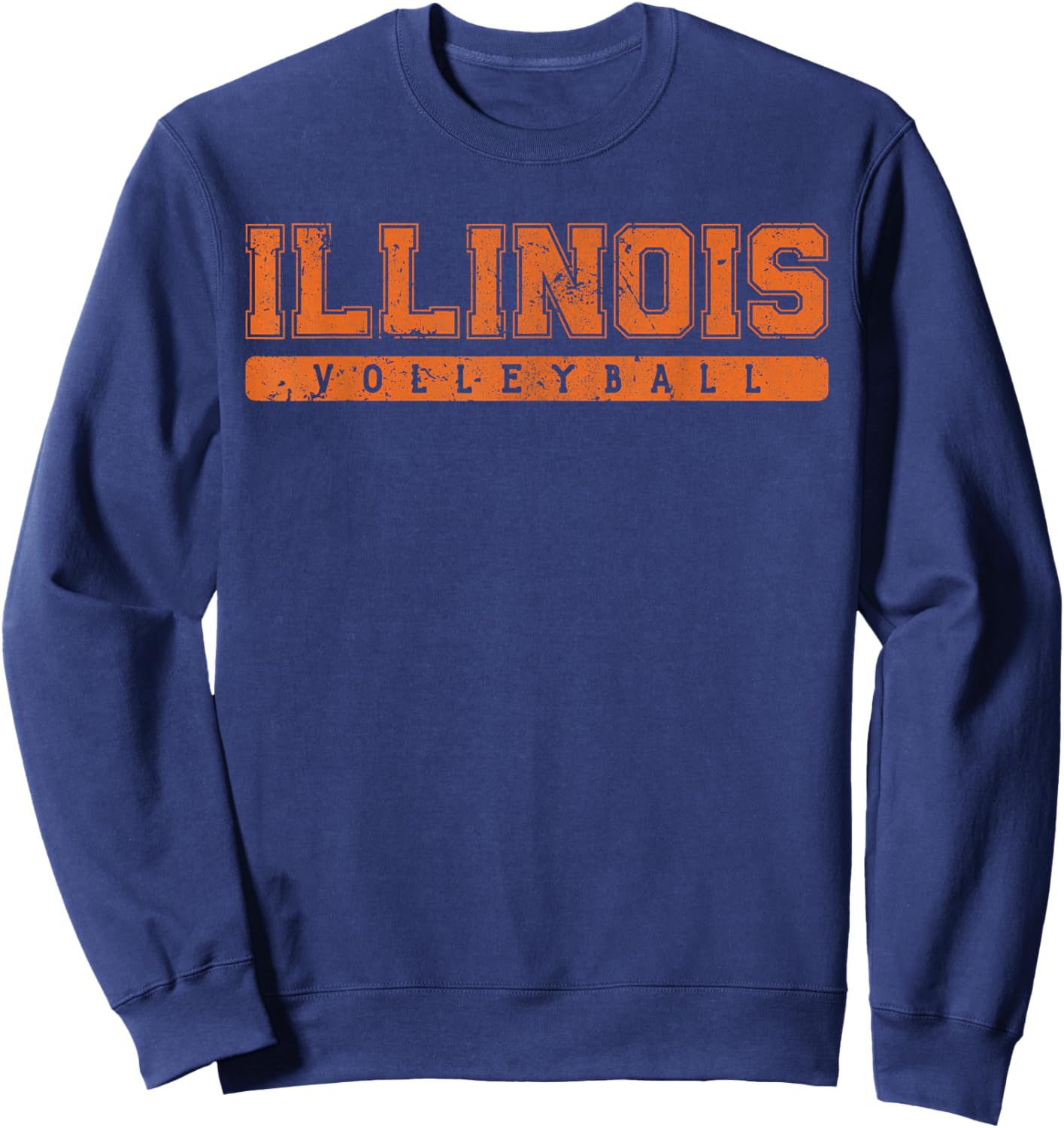 Illinois Volleyball Orange Vintage Text Sweatshirt - Sweatshirt | Navy