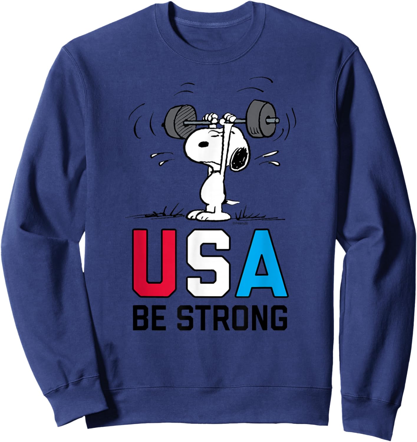 Peanuts - Snoopy USA Weightlifting USA Be Strong Sweatshirt - Sweatshirt | Navy