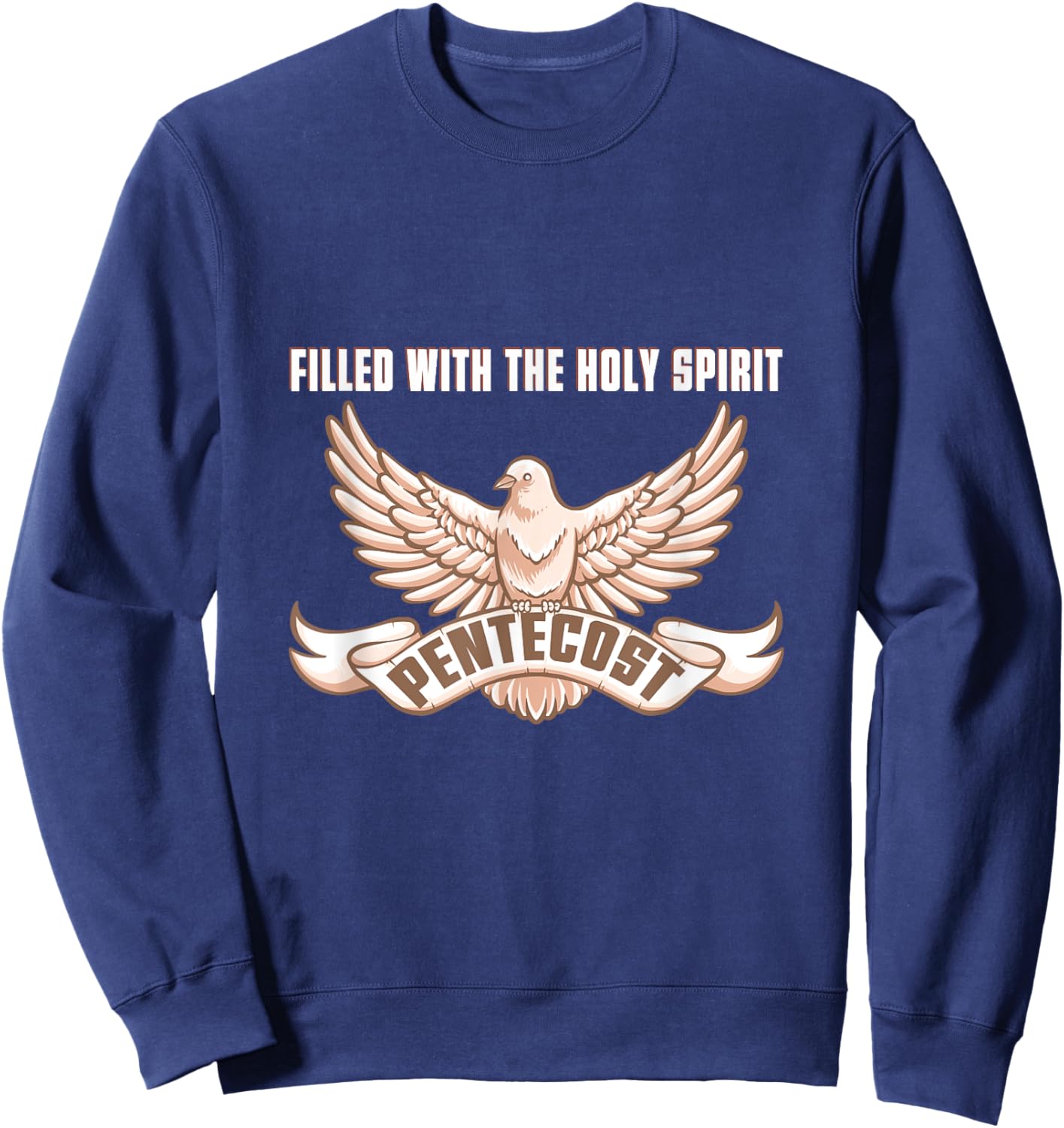 Pentecost Doves Tongues of Fire Flame Holy Spirit Catholic Sweatshirt - Sweatshirt | Navy