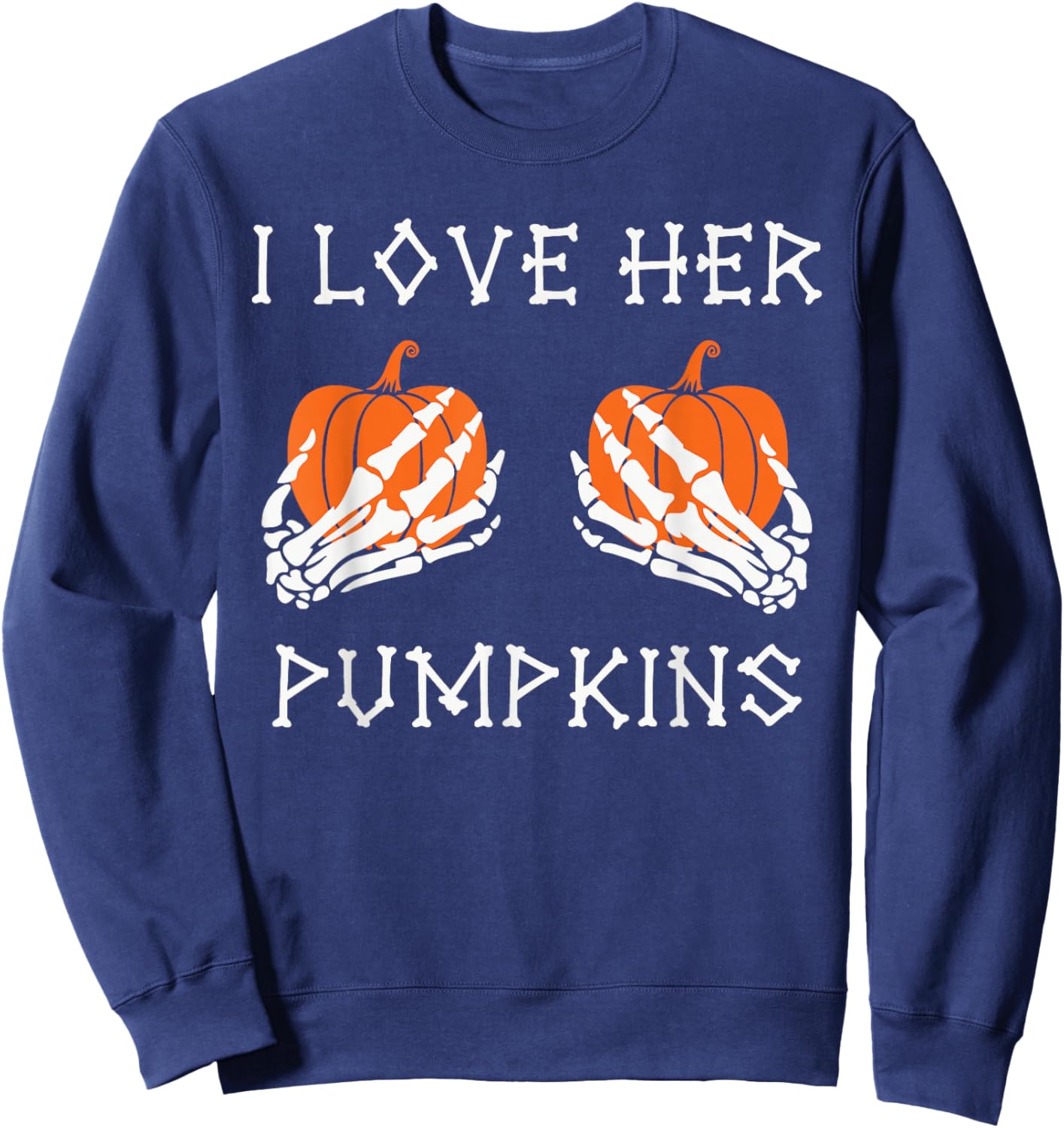 I Love His Broomstick I Love Her Pumpkins Halloween Couples Sweatshirt - Sweatshirt | Navy