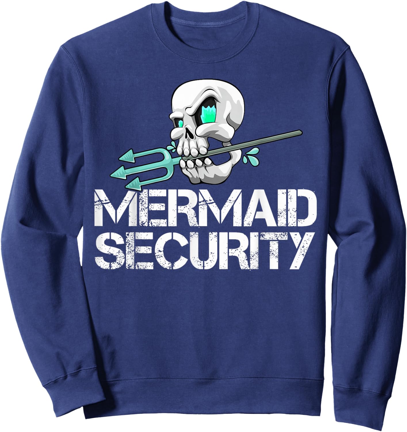Mermaid Security Shirt Men Pirate Skull Swim Team Swimmer Sweatshirt - Sweatshirt | Navy