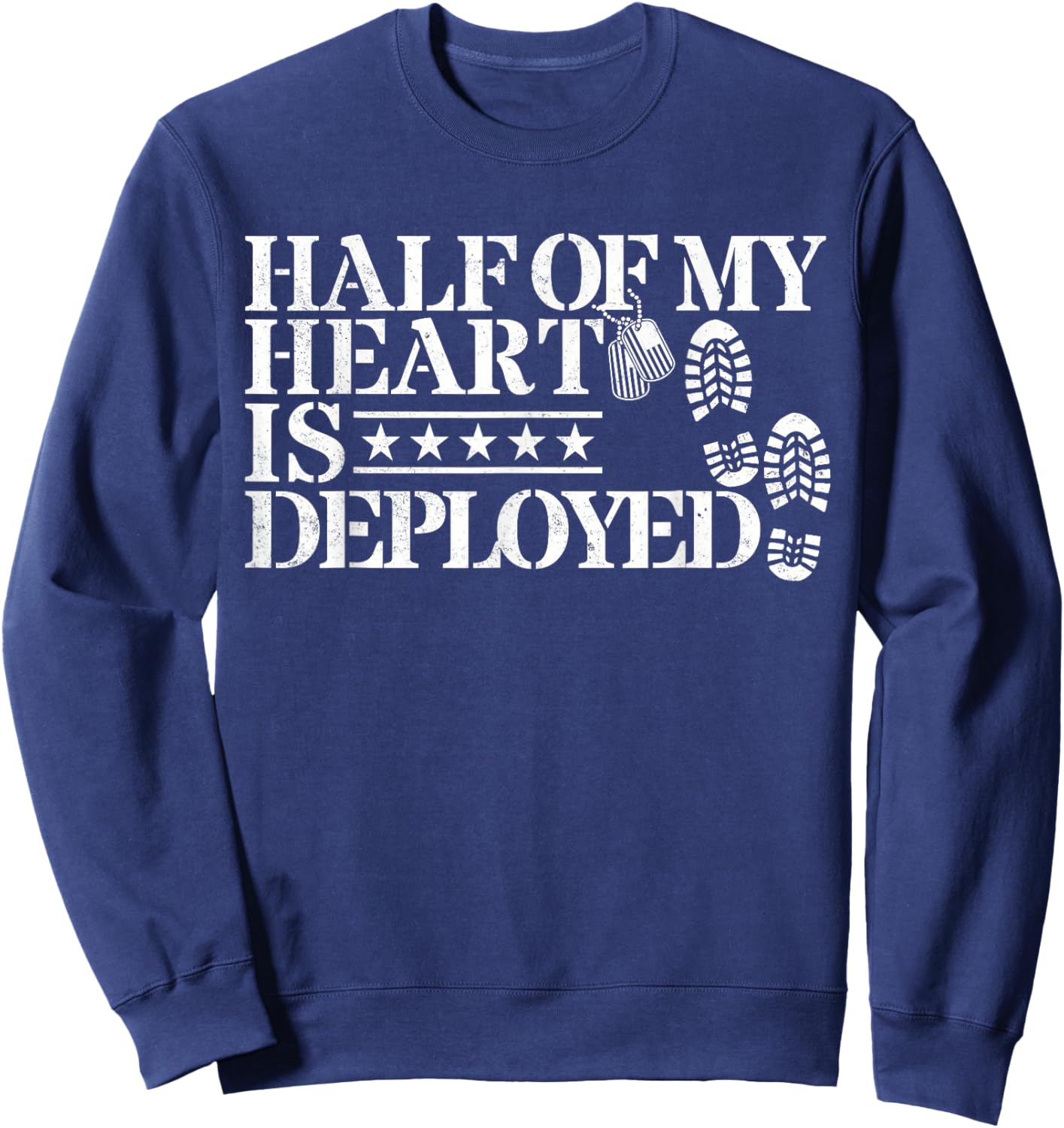 Half Of My Heart Is Deployed Husband Wife Deployment Gifts Sweatshirt - Sweatshirt | Navy