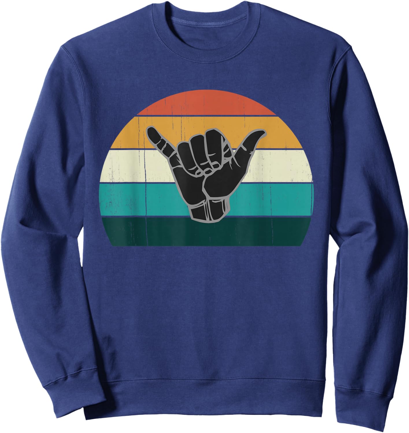 Shaka & Surf Sign - Cool Vintage Surfer/Surfing Gift Sweatshirt - Sweatshirt | Navy