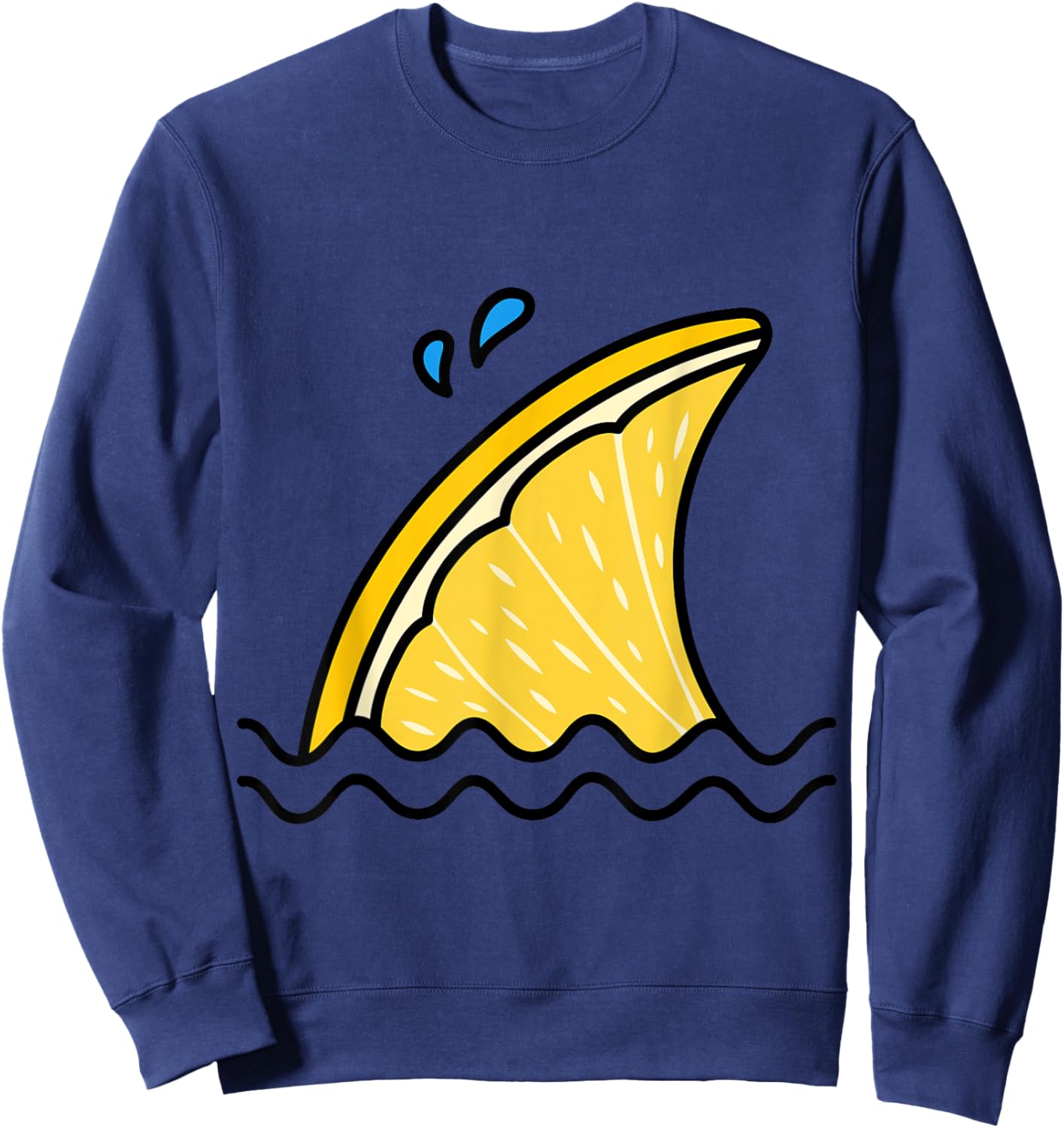 Kawaii Lemon Lime Shark Fin Funny Family Summer Vacation Sweatshirt - Sweatshirt | Navy