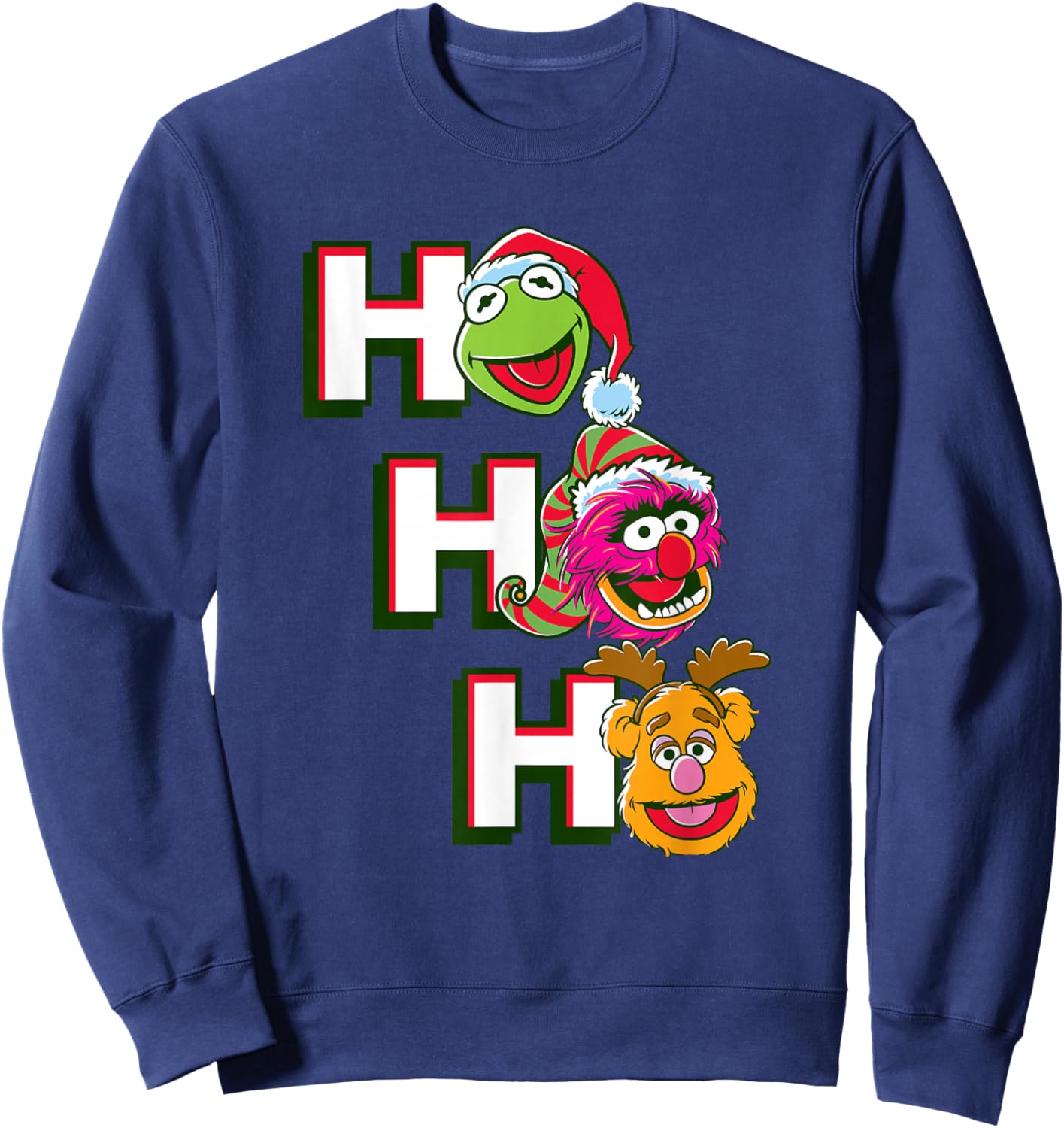 Disney The Muppets Christmas Kermit Animal Fozzie HO HO HO Sweatshirt - Sweatshirt | Navy