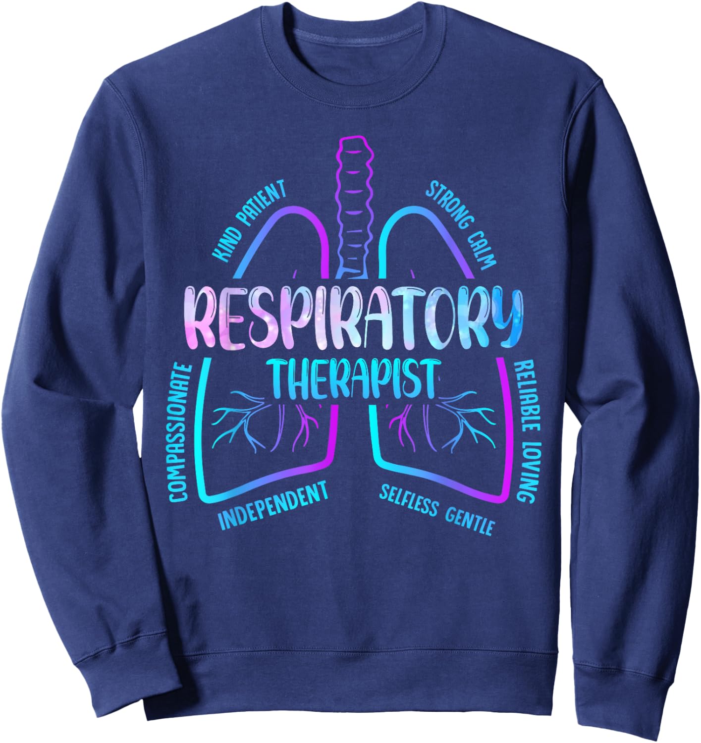 RT Care Respiratory Therapy Gifts - Respiratory Therapist Sweatshirt - Sweatshirt | Navy