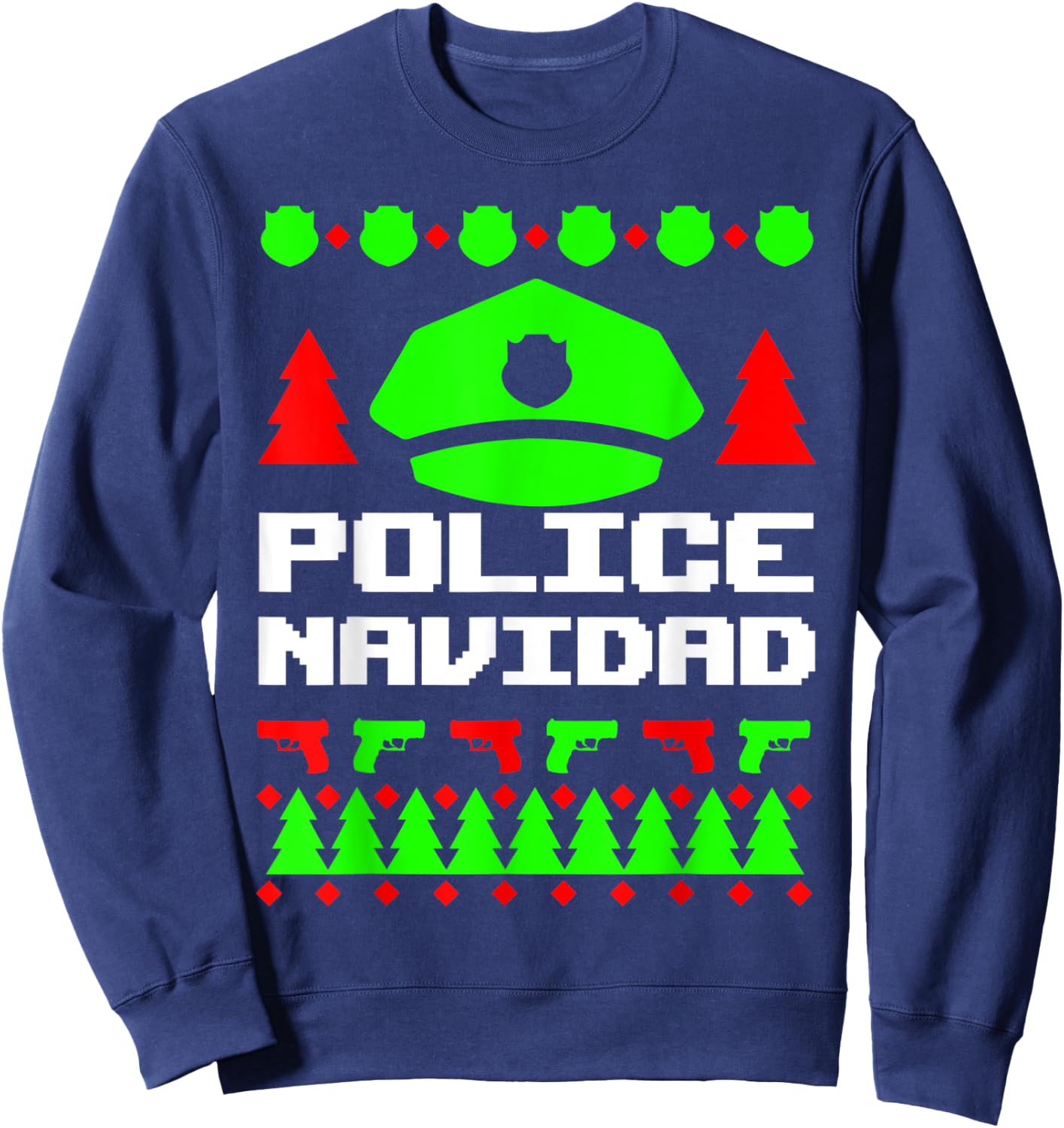 Police Navidad Funny Christmas Cop Officer Ugly Party Gift Sweatshirt - Sweatshirt | Navy