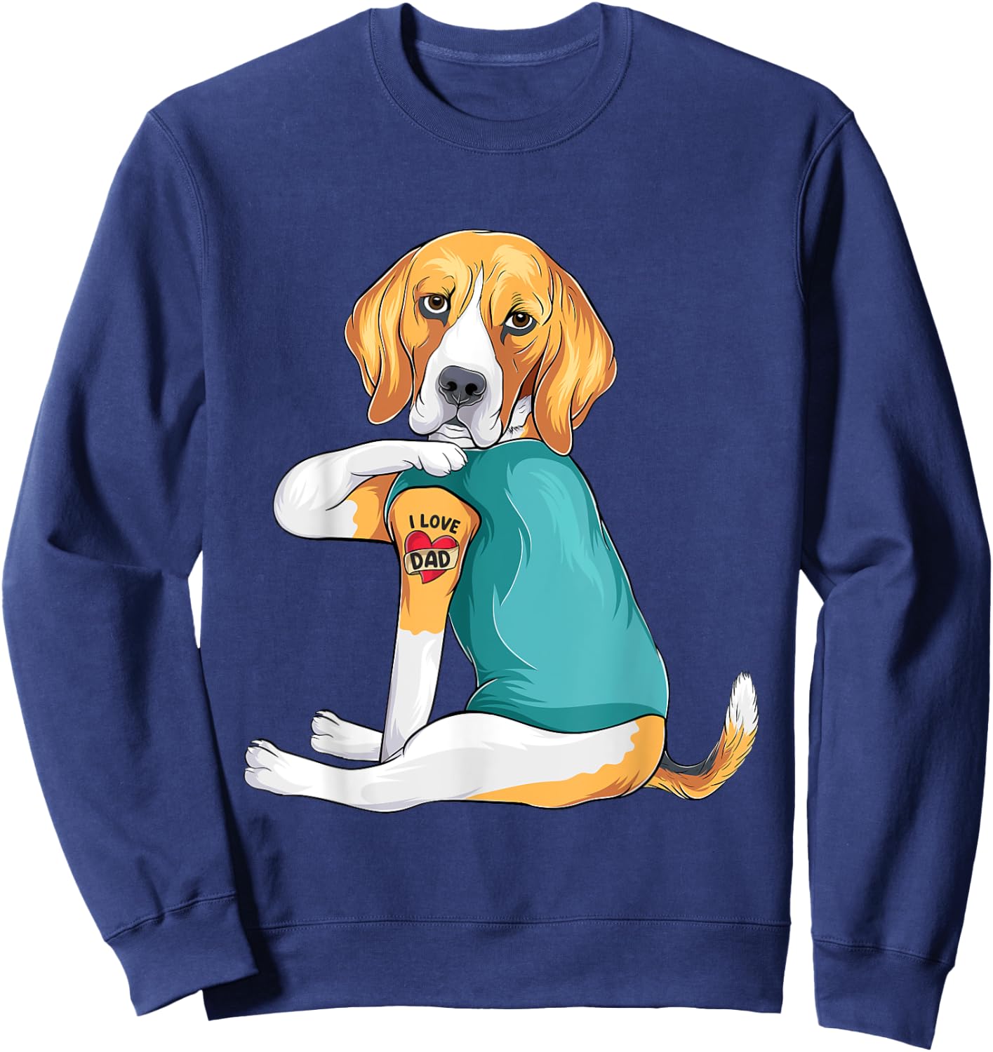 Father's Day gift funny dog Dad Beagle i love Dad tattoo Sweatshirt - Sweatshirt | Navy