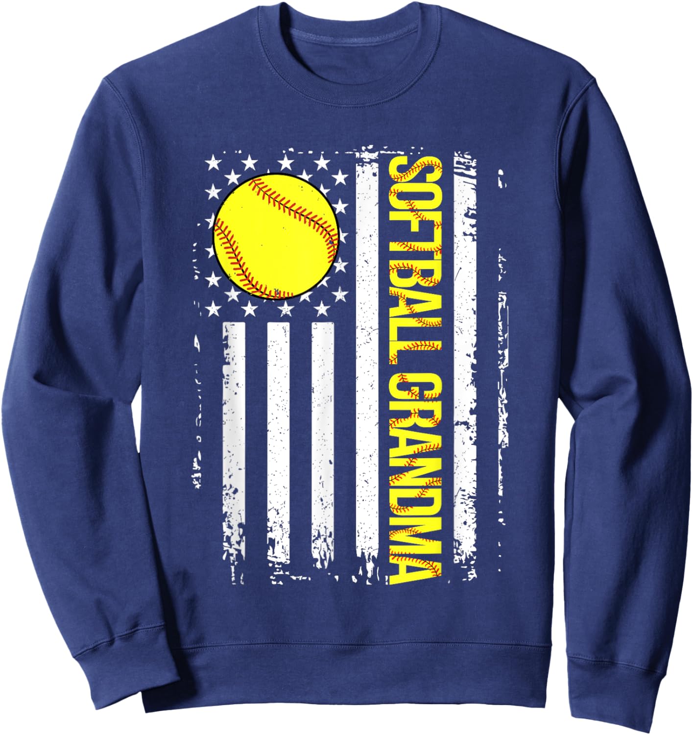 Softball Grandma American Flag Vintage ic Game Day Men Sweatshirt - Sweatshirt | Navy