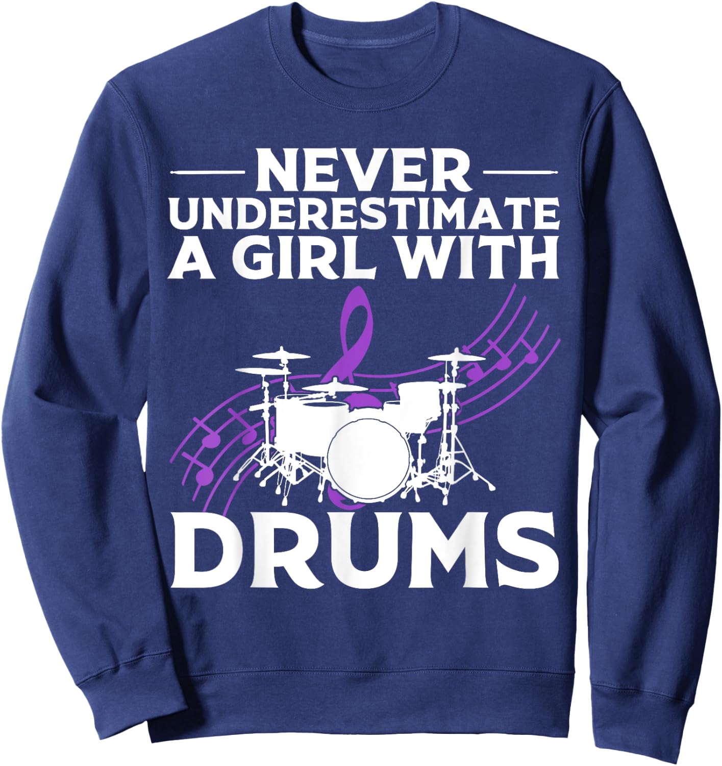 Funny Drummer Art For Girls Women Drumming Drum Set Drummer Sweatshirt - Sweatshirt | Navy