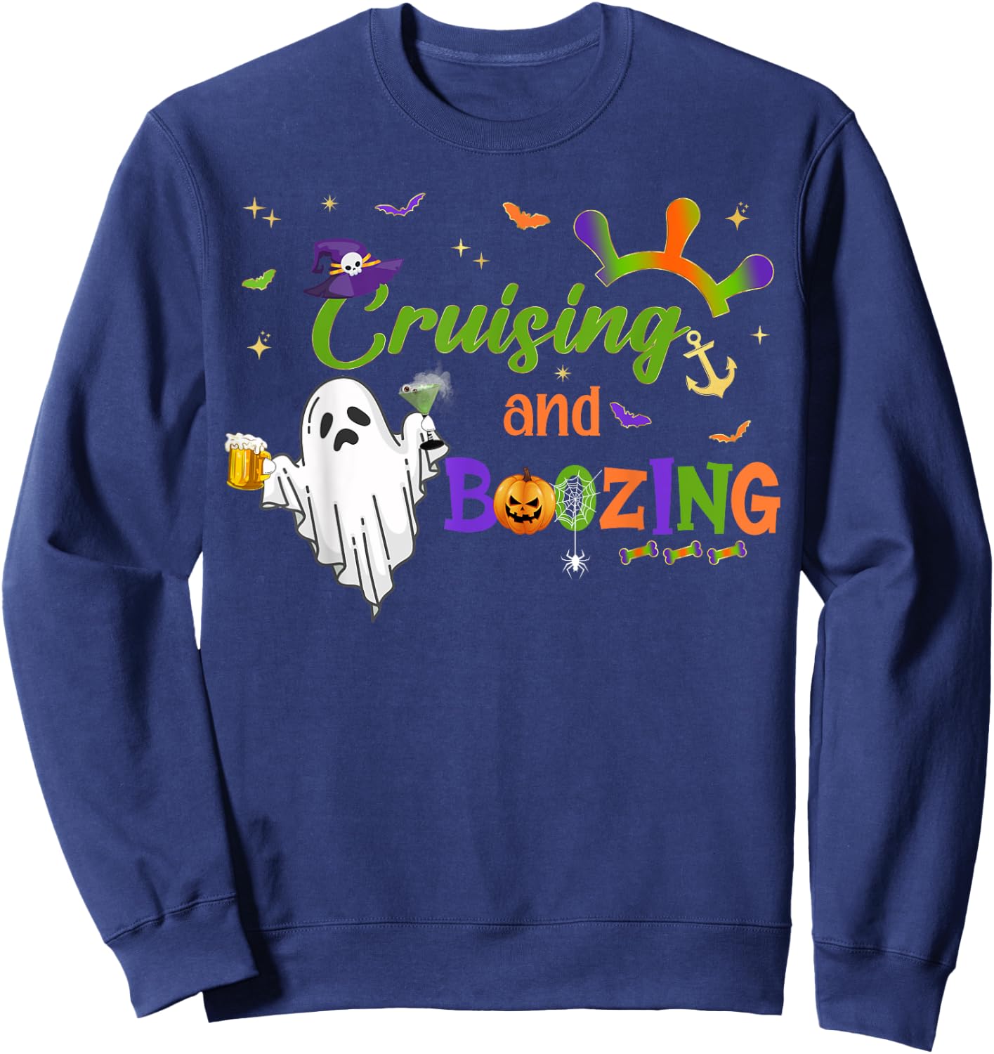 Halloween Party Cruise Crew Booze Drinking Beer Girls Trip Sweatshirt - Sweatshirt | Navy