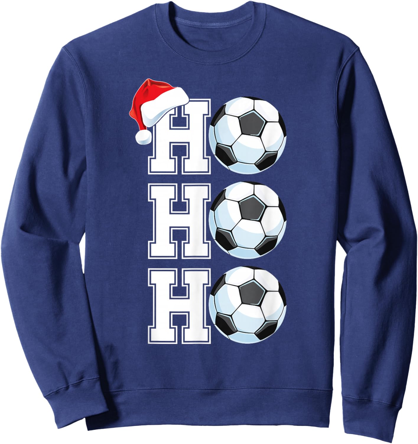 Ho Ho Ho Boys Christmas Sports Soccer Player Toddler Xmas Sweatshirt - Sweatshirt | Navy