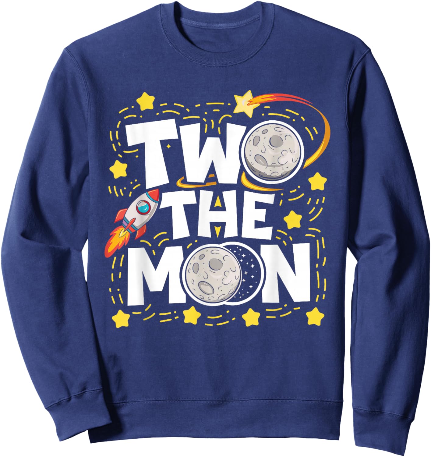 Two The Moon 2nd Birthday Girl Boy 2 Year Old Toddler Sweatshirt - Sweatshirt | Navy