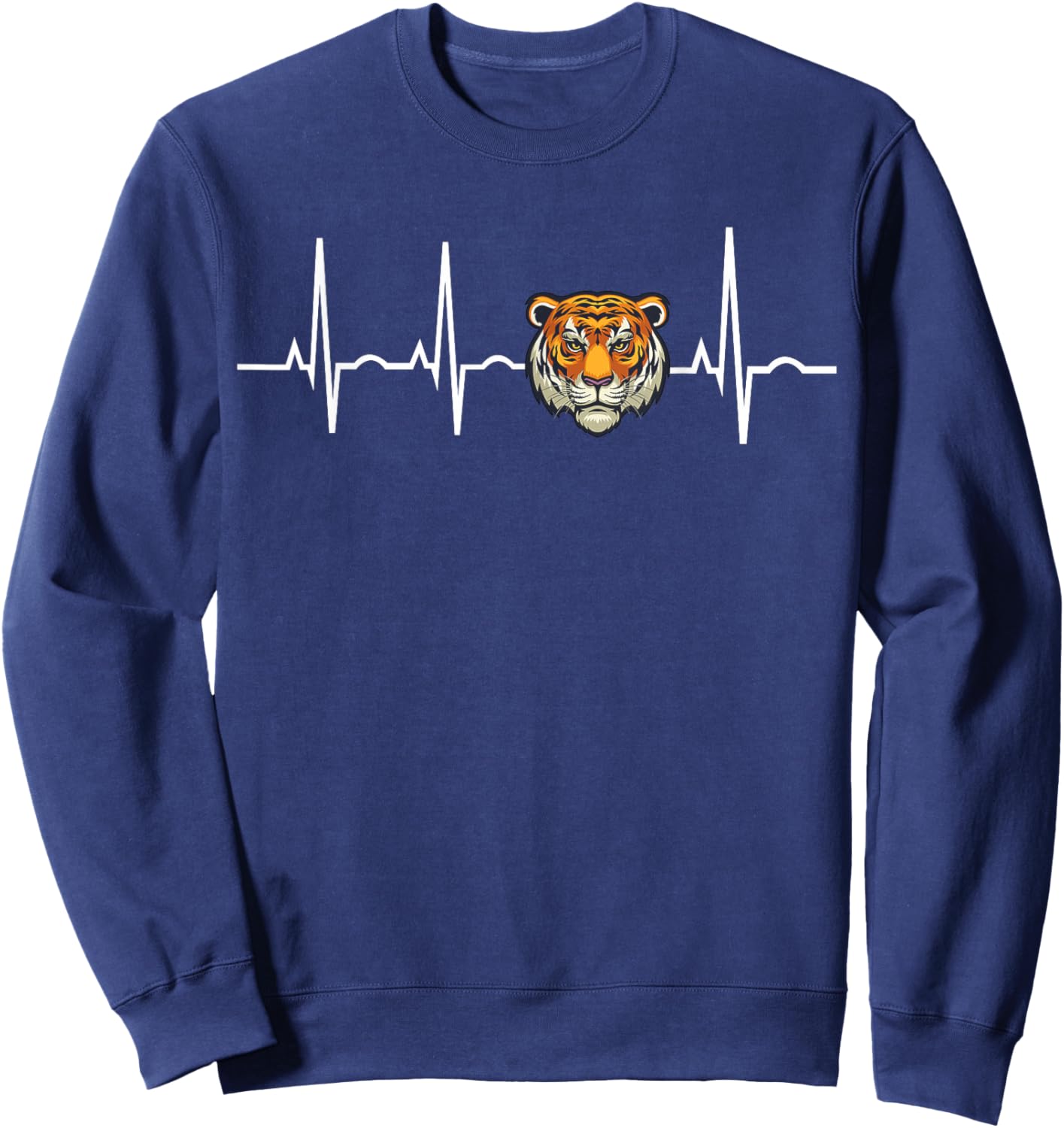 Tiger Heartbeat Love Tiger EKG Heart Idea for Tiger lover Sweatshirt - Sweatshirt | Navy