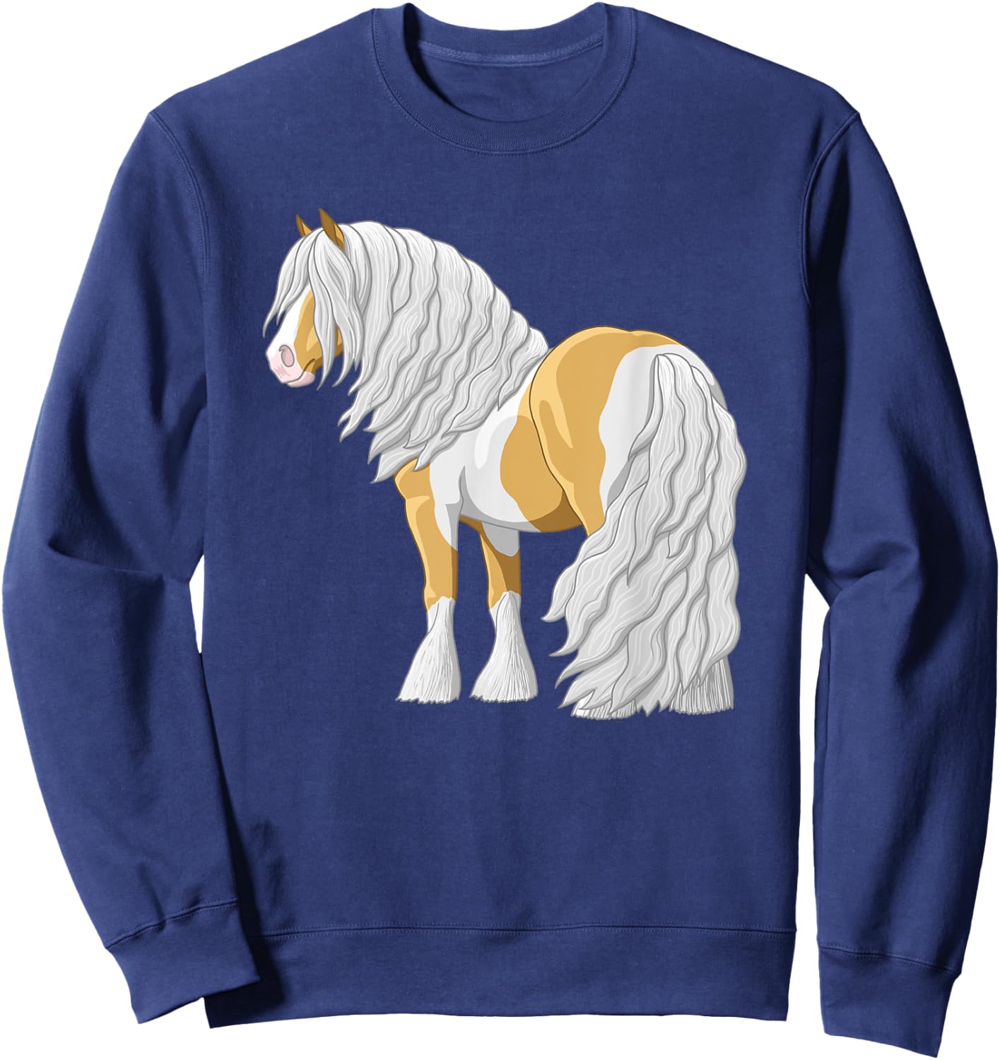 Palomino Pinto Skewbald Gypsy Vanner Irish Cob Draft Horse Sweatshirt - Sweatshirt | Navy
