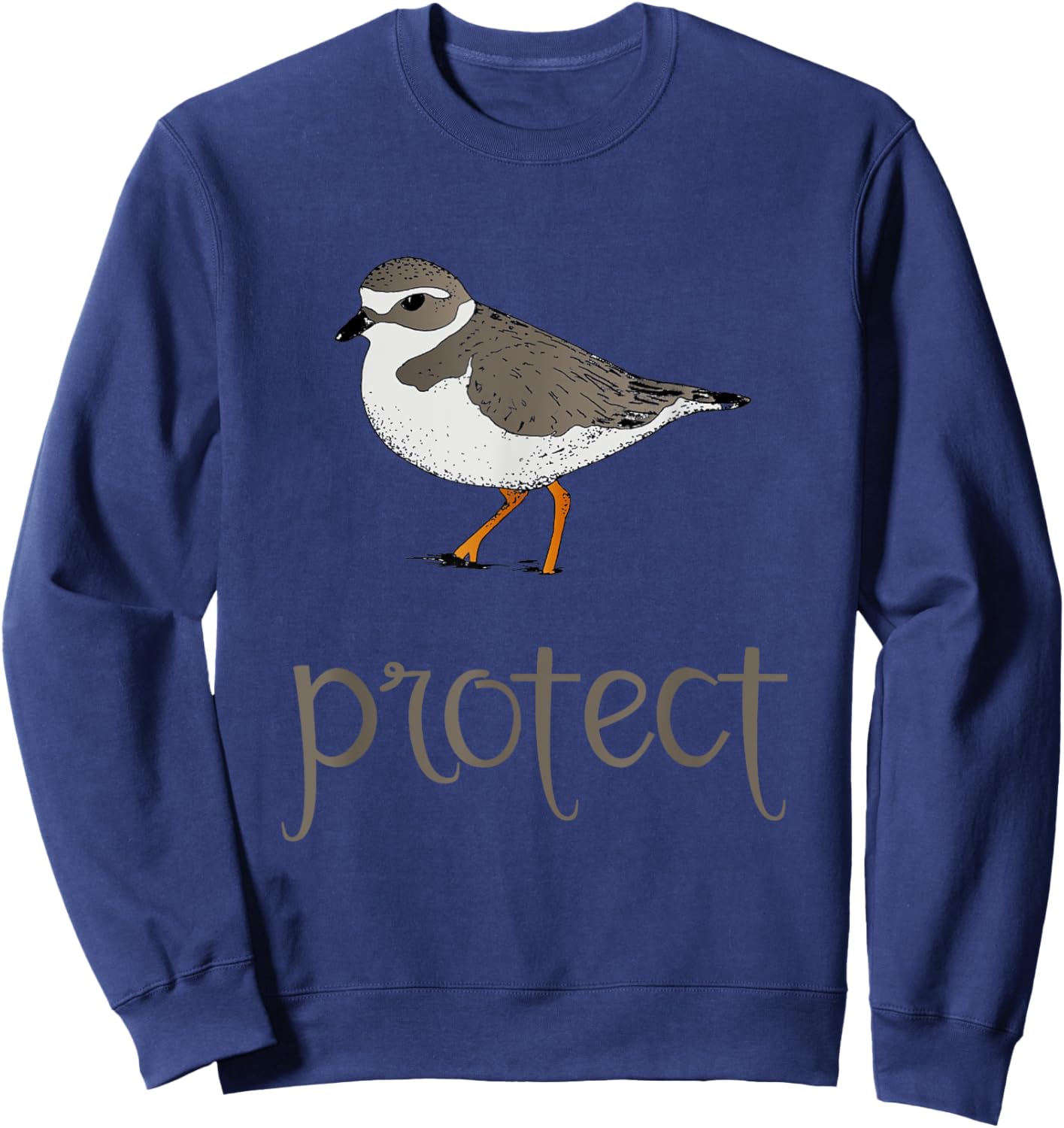 Shore Bird Piping Plover Hand Drawn Marine Illustration Sweatshirt - Sweatshirt | Navy