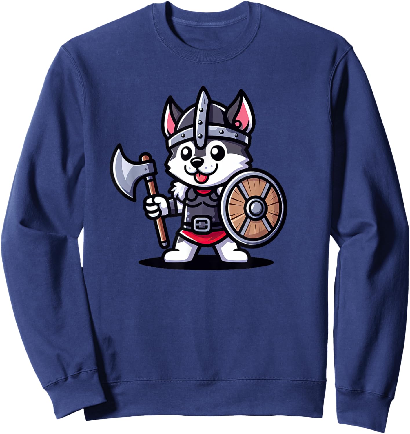 Husky Viking Funny Dog Medieval Women Kids Sweatshirt - Sweatshirt | Navy