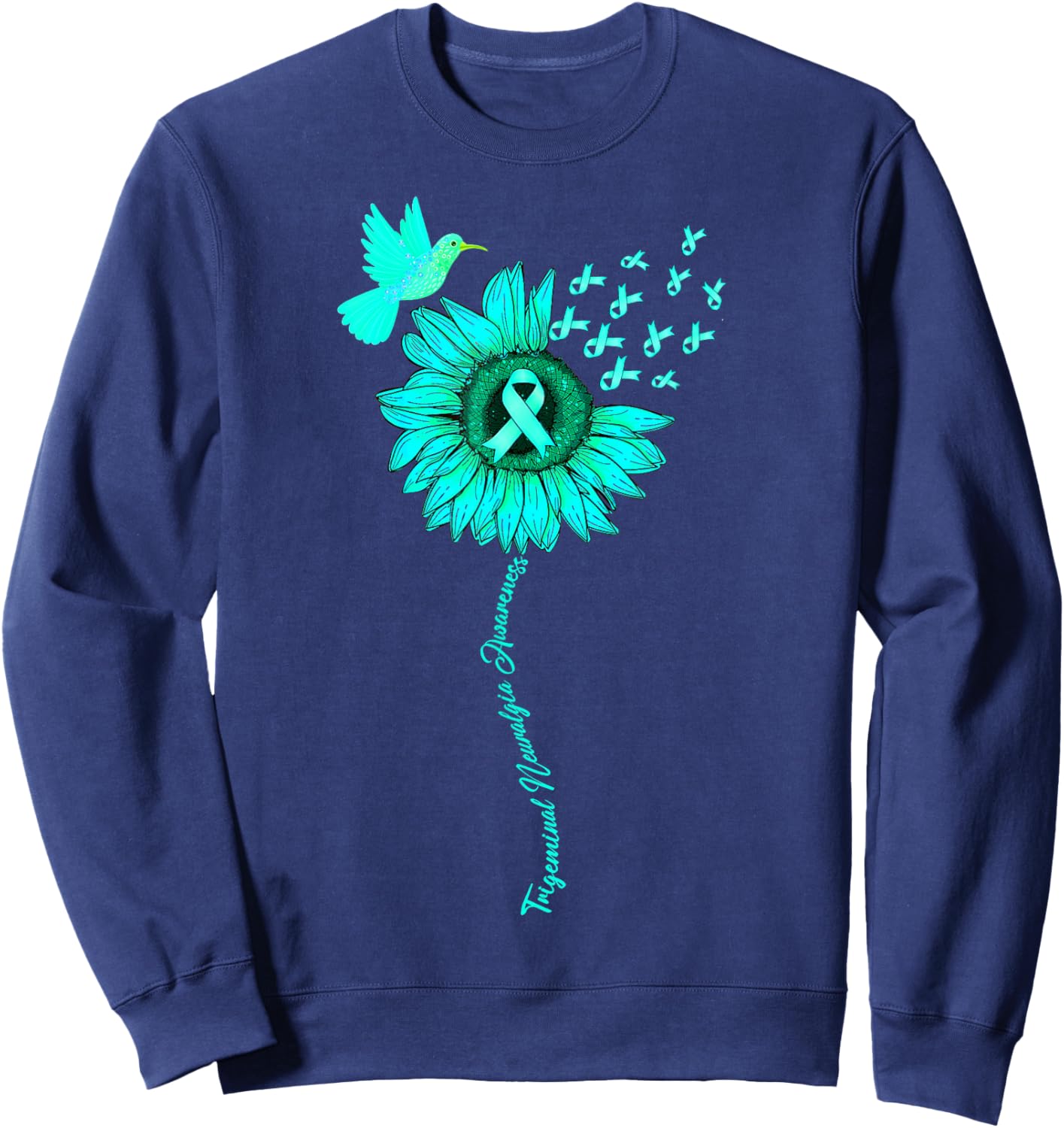 Trigeminal Neuralgia Awareness Sunflower Sweatshirt - Sweatshirt | Navy