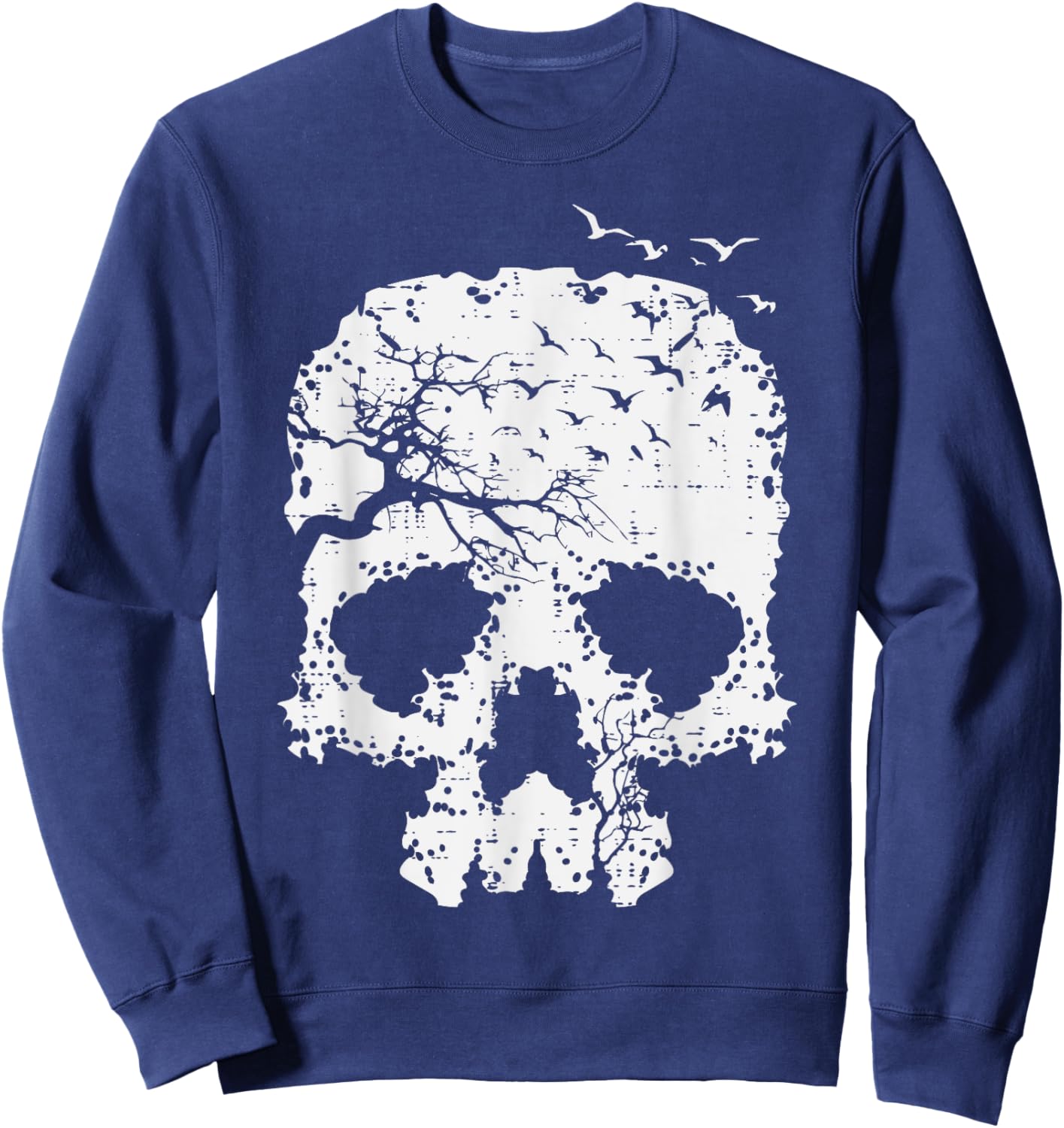Halloween Skull Tree Birds Gothic Costume Men Women Kids Sweatshirt - Sweatshirt | Navy